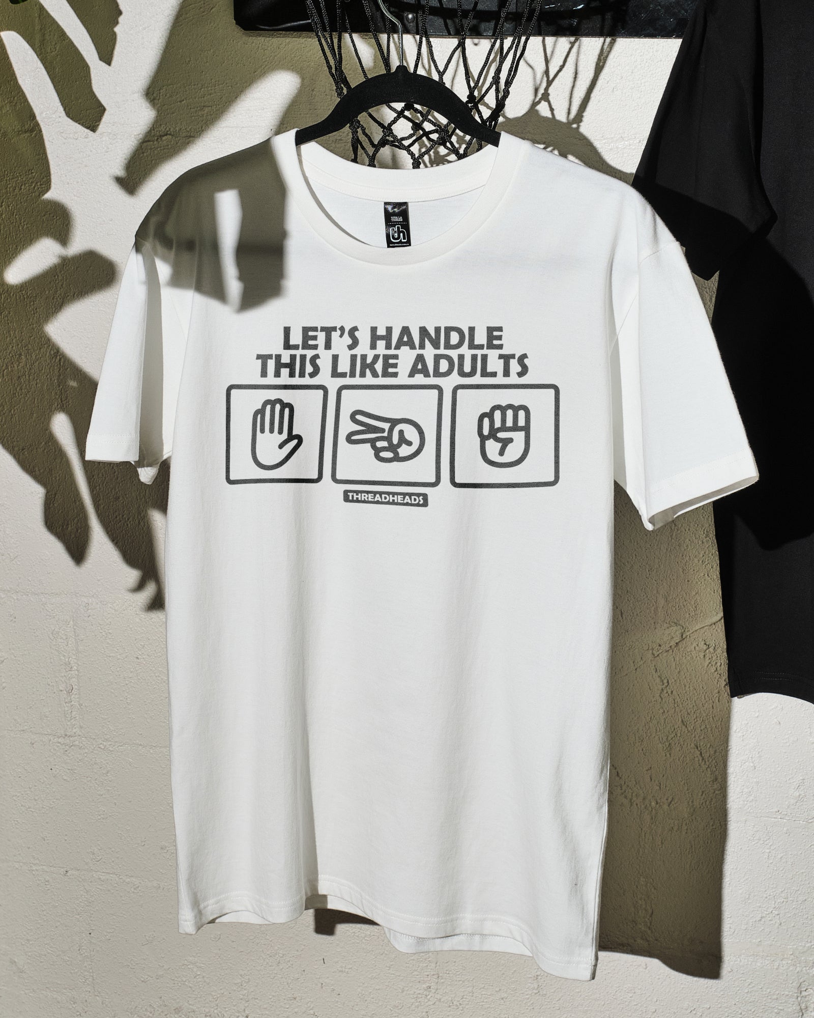 Let's Handle This Like Adults T-Shirt Australia Online #colour_white
