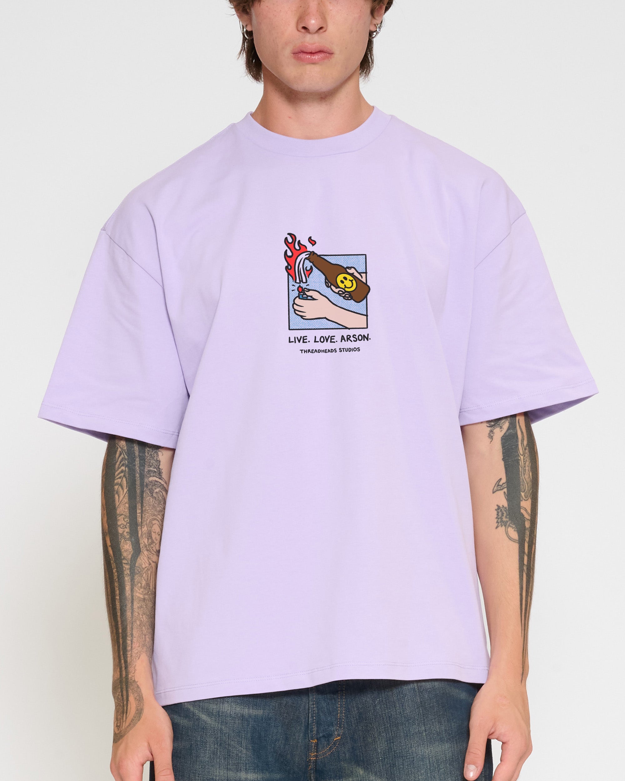 Live. Love. Arson Lilac Oversized Tee