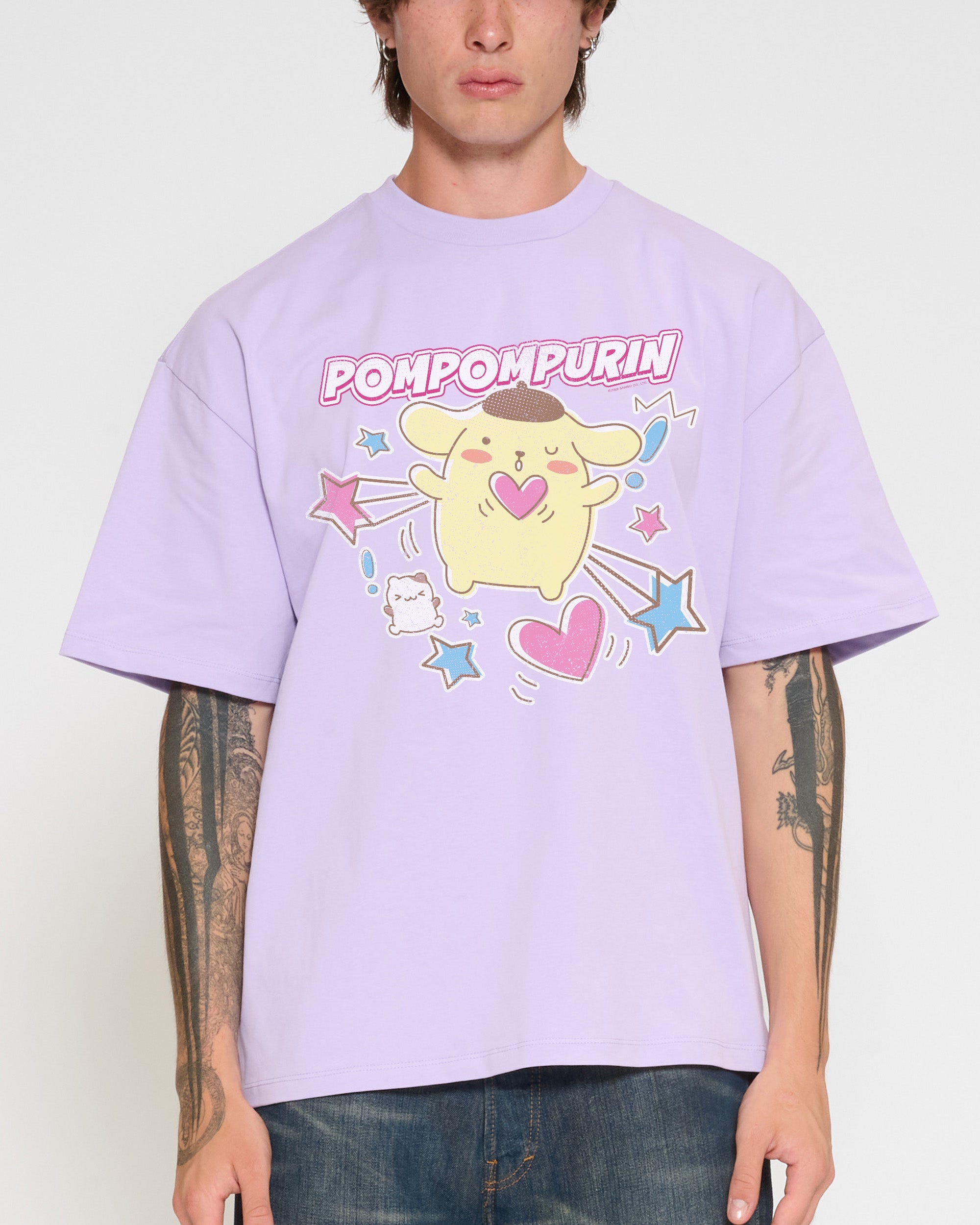 Pompompurin Hearts Oversized Tee Official Hello Kitty and Friends collab Threadheads