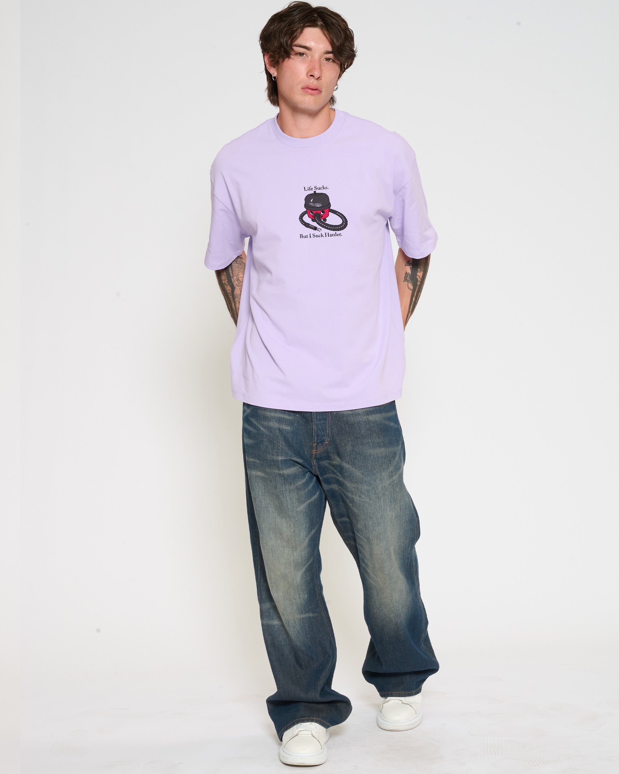 Life Sucks Lilac Oversized Tee
