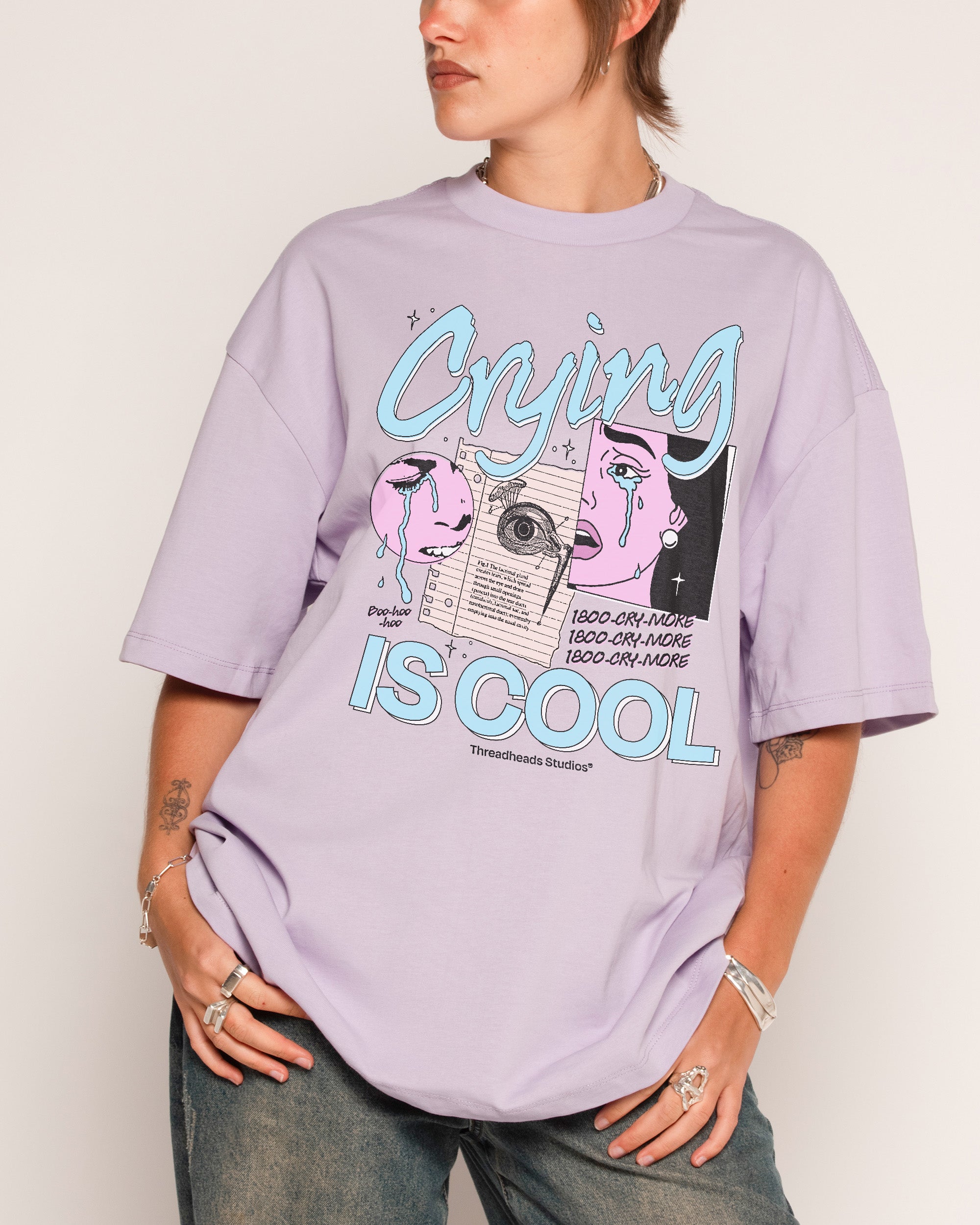 Crying is Cool Lilac Oversized Tee