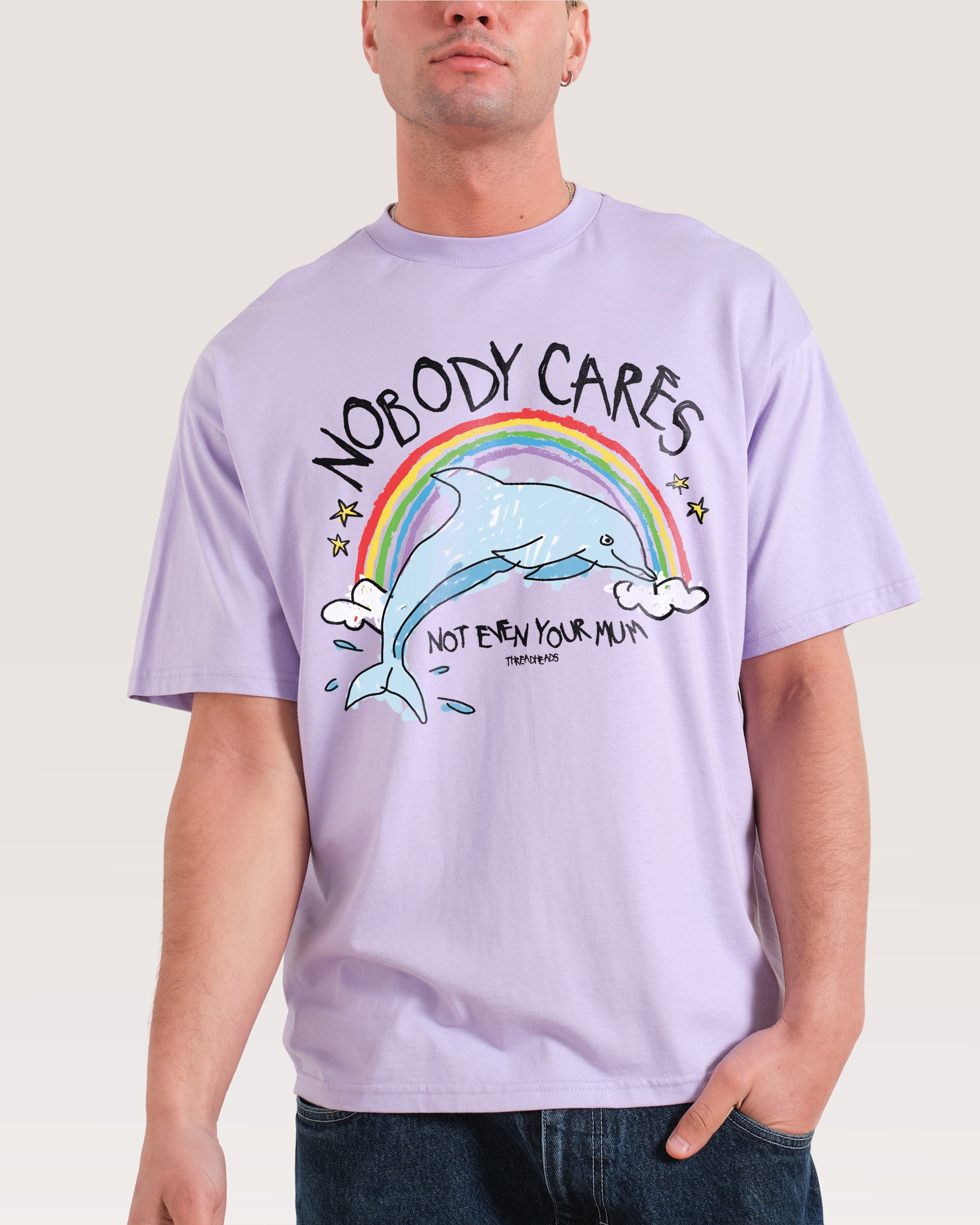 Nobody Cares Lilac Oversized Tee
