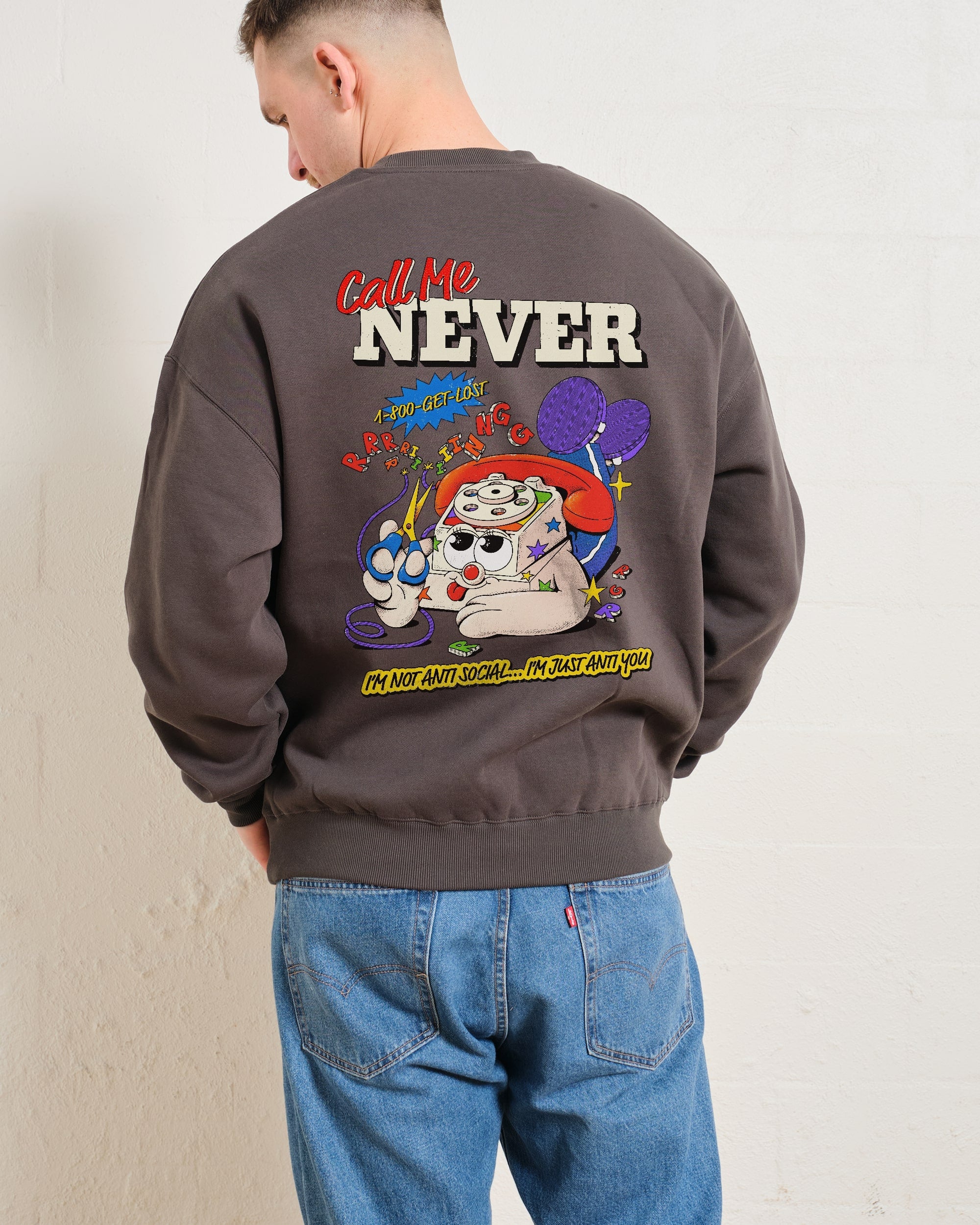 Call Me Never Sweatshirt Australia Online #colour_charcoal