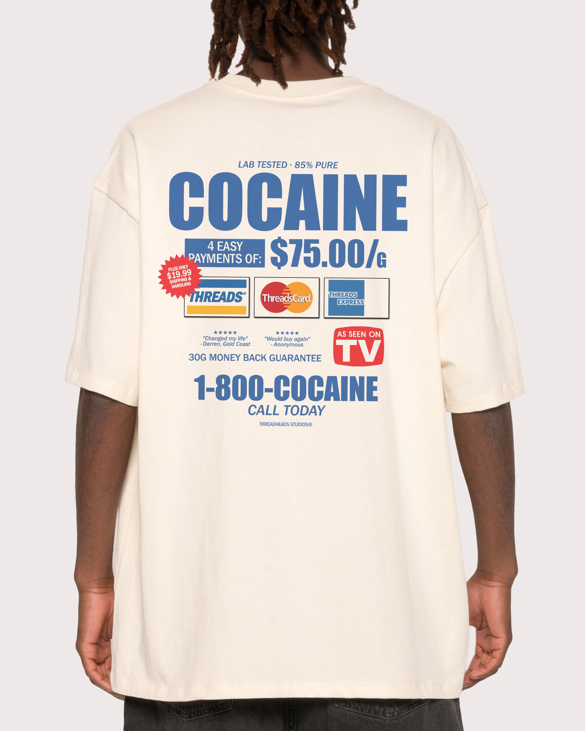 1-800-Cocaine Natural Oversized Tee