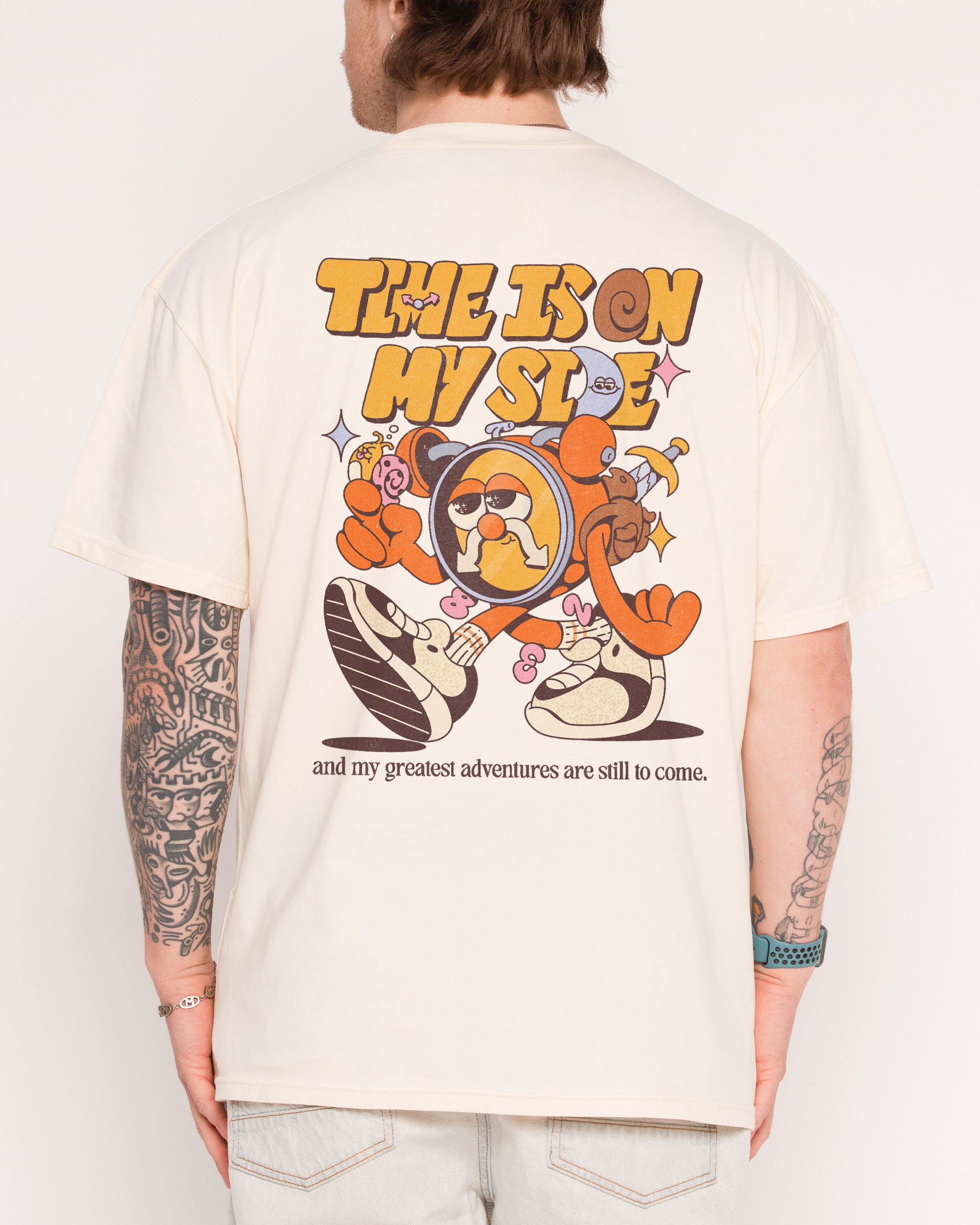 Time is on My Side Front and Back Natural T-Shirt