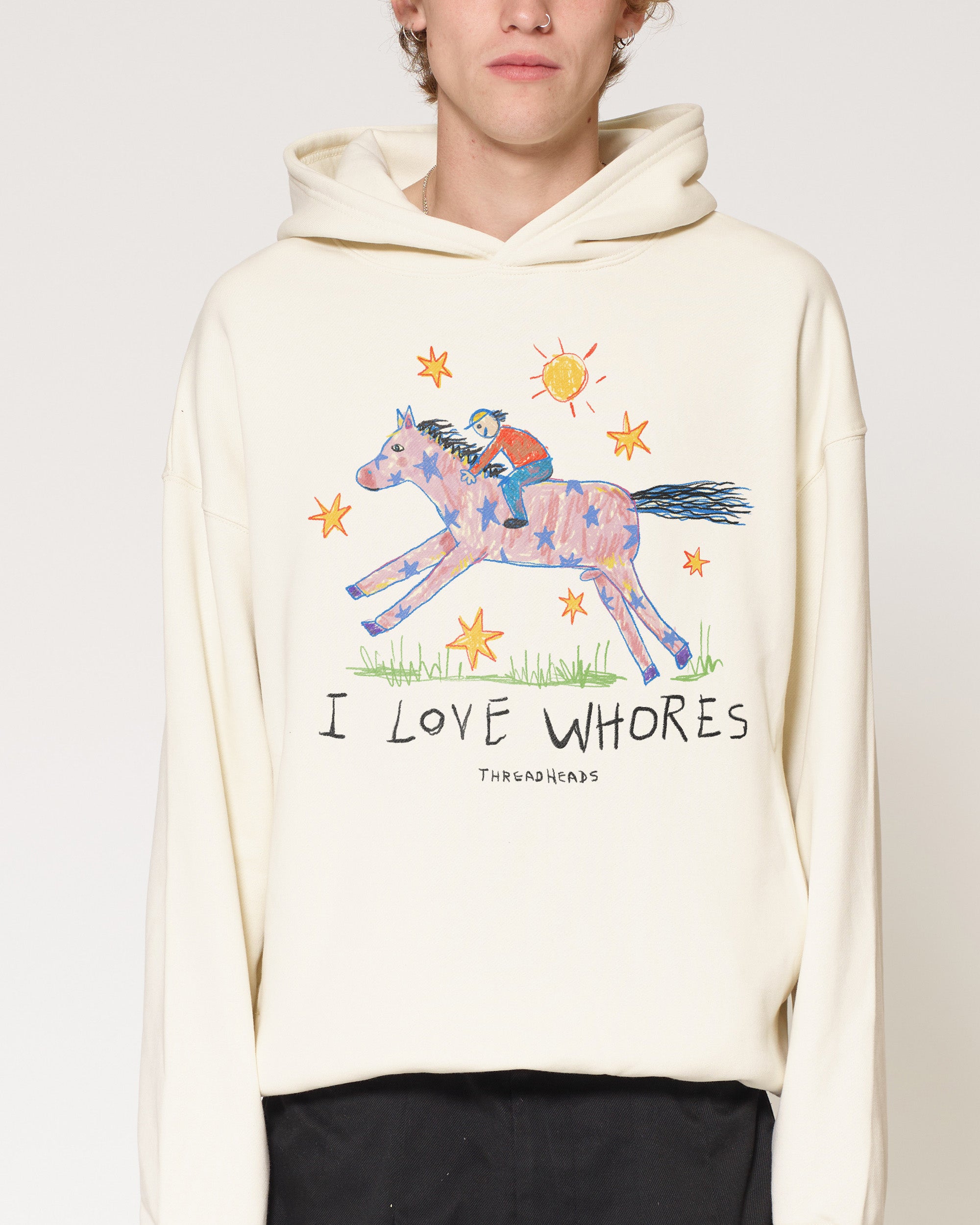 I Love Whores Natural Hoodie