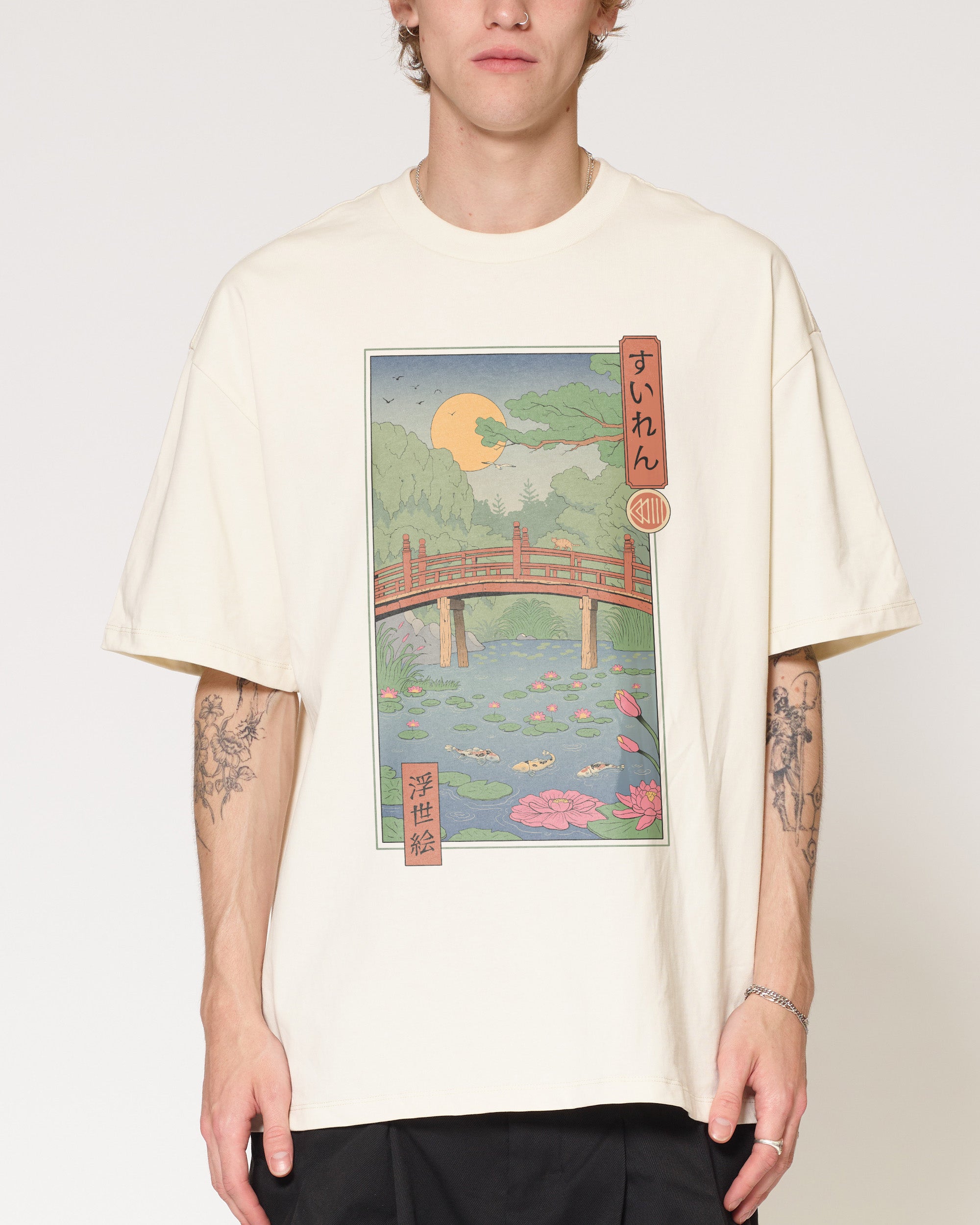 Water Lilies Ukiyo-e Natural Oversized Tee