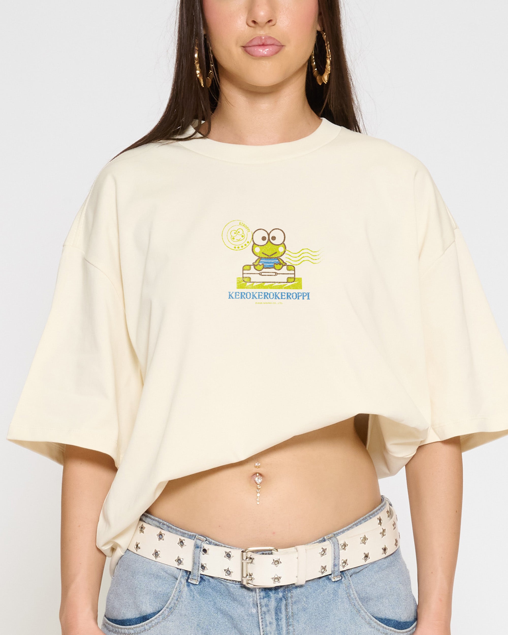 Keroppi Stamp Oversized Tee Official Hello Kitty and Friends collab Threadheads