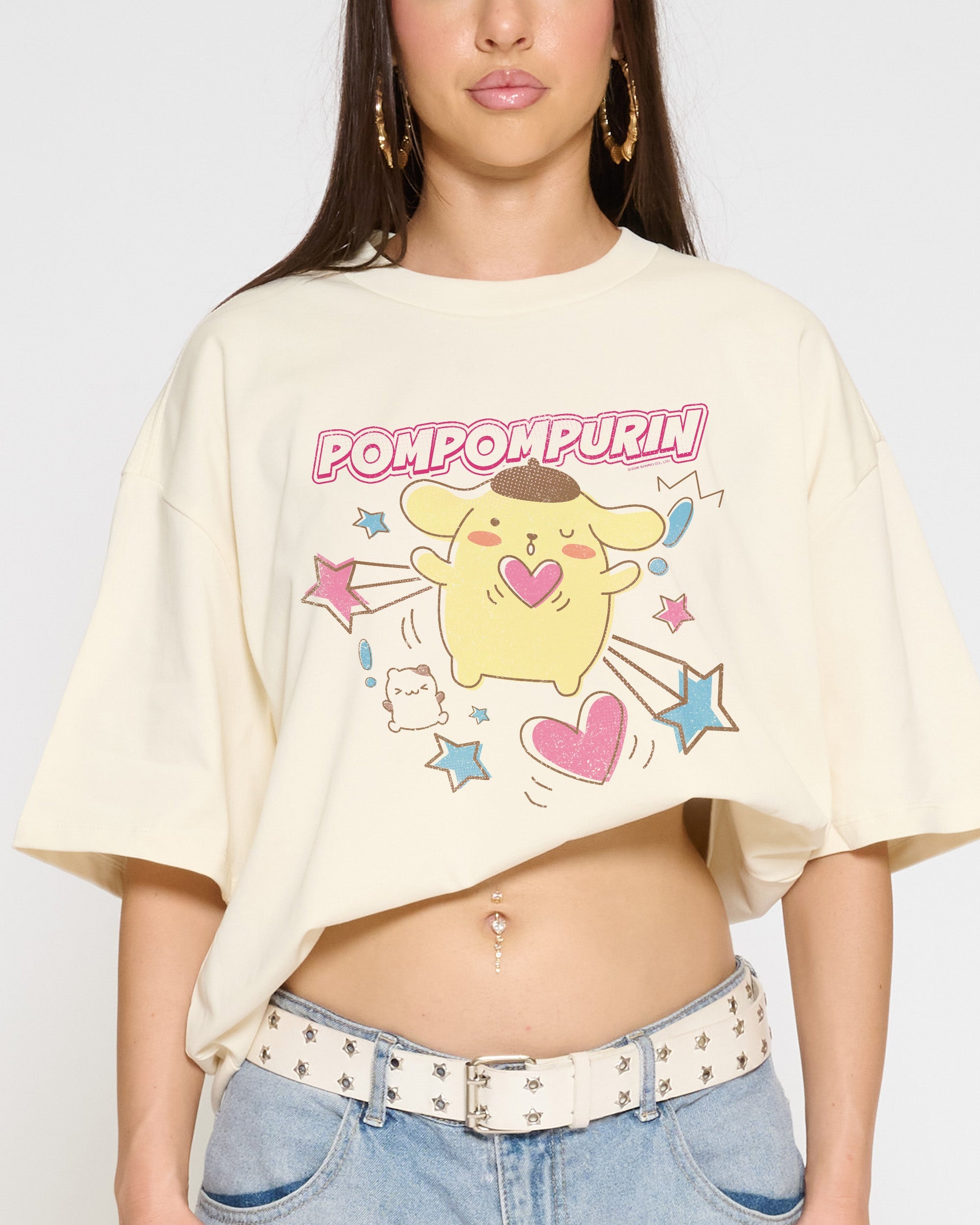 Pompompurin Hearts Oversized Tee Official Hello Kitty and Friends collab Threadheads