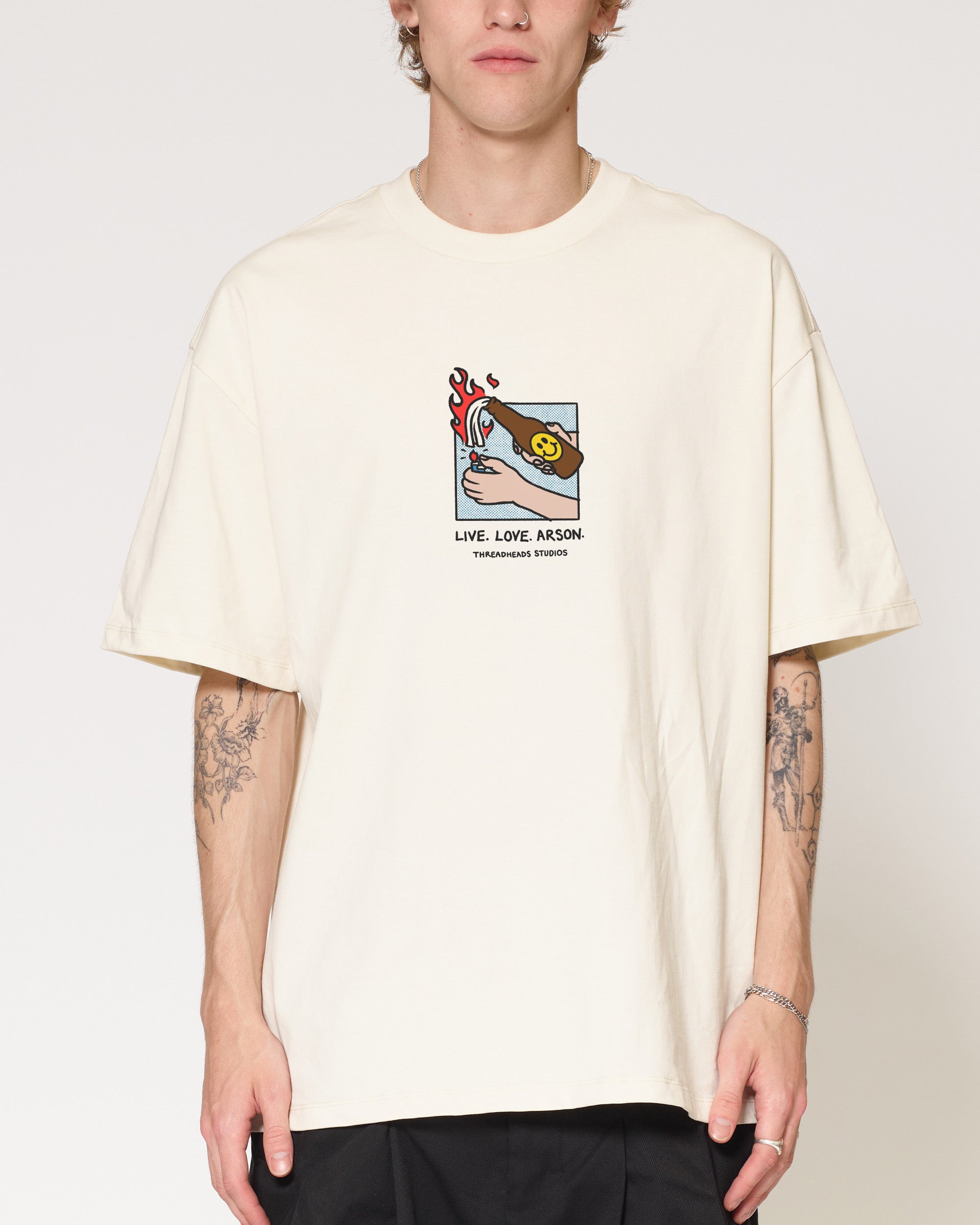 Live. Love. Arson Natural Oversized Tee