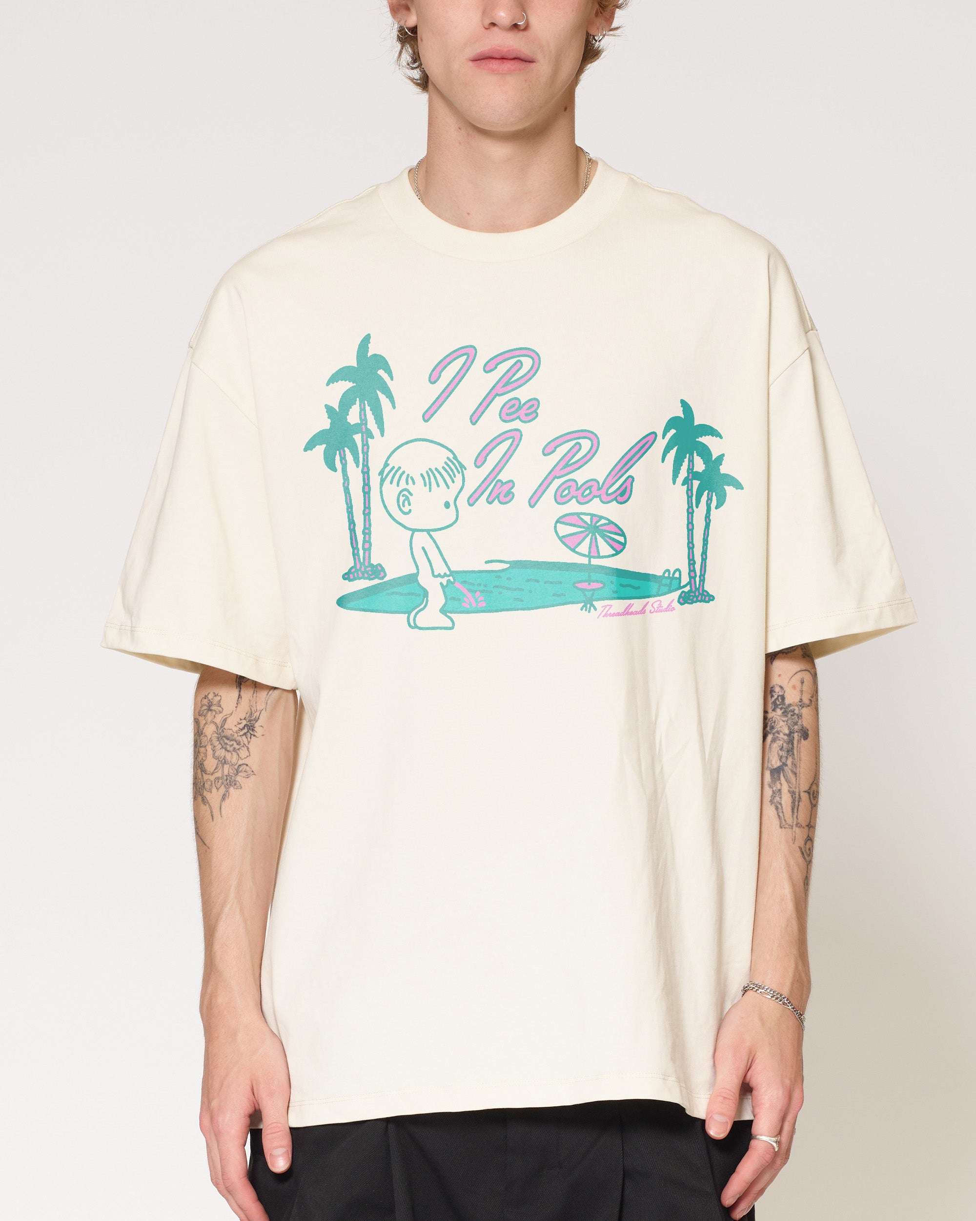 I Pee In Pools Natural Oversized Tee