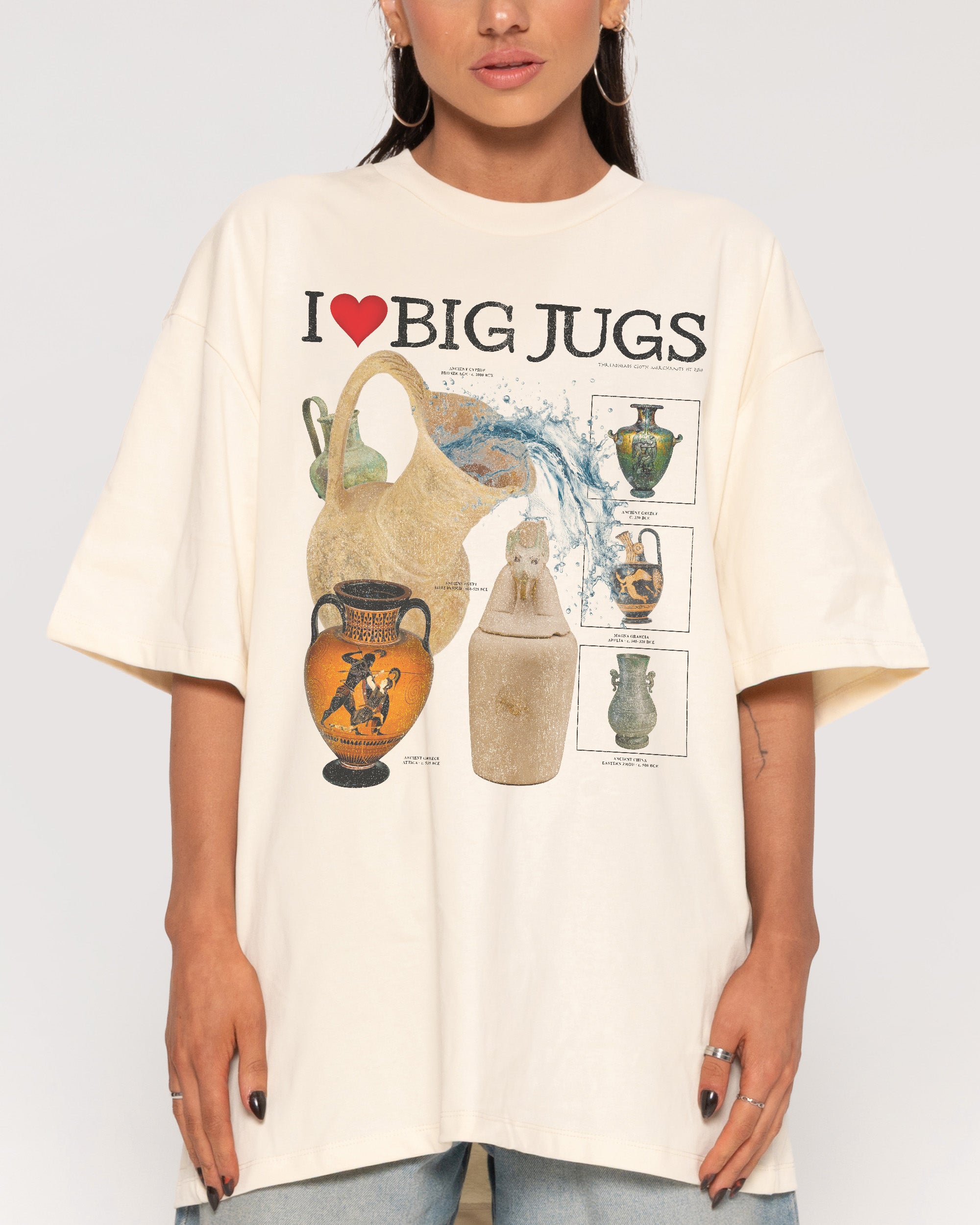 I Love Big Jugs Natural Oversized Tee