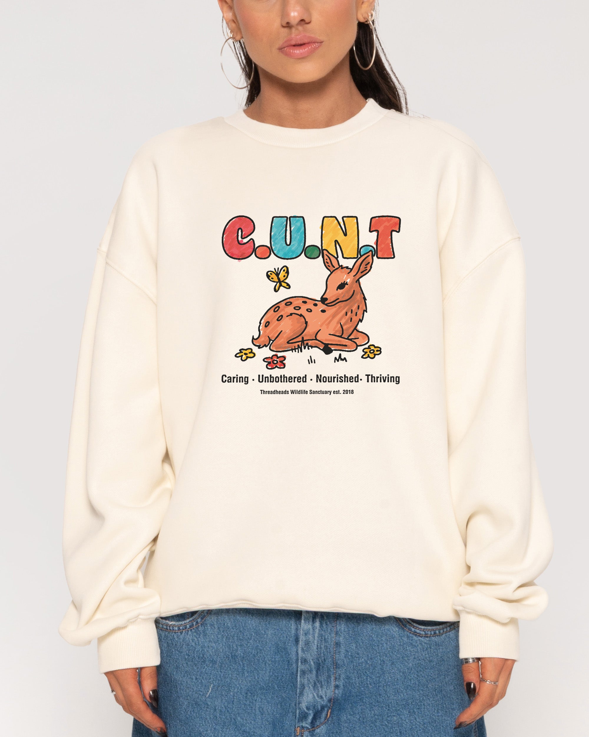 Caring Unbothered Nourished Thriving Natural Sweatshirt