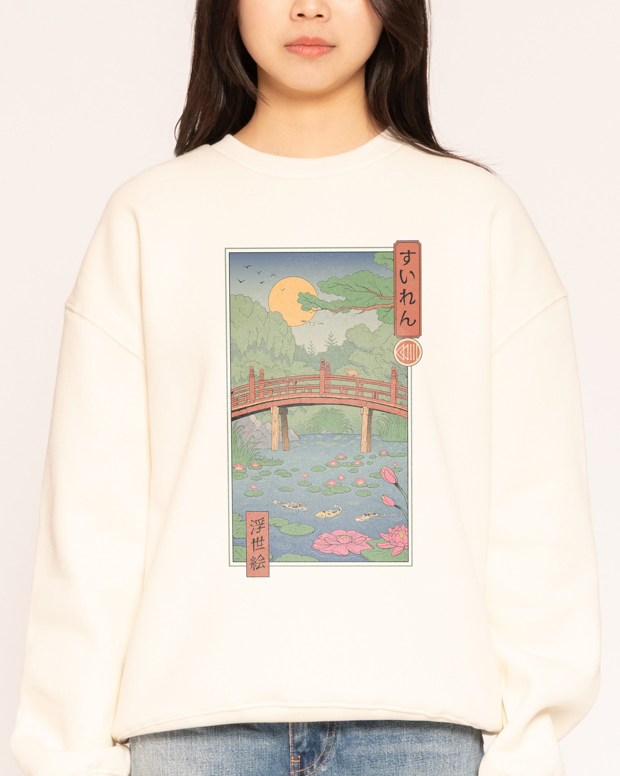 Water Lilies Ukiyo-e Natural Sweatshirt