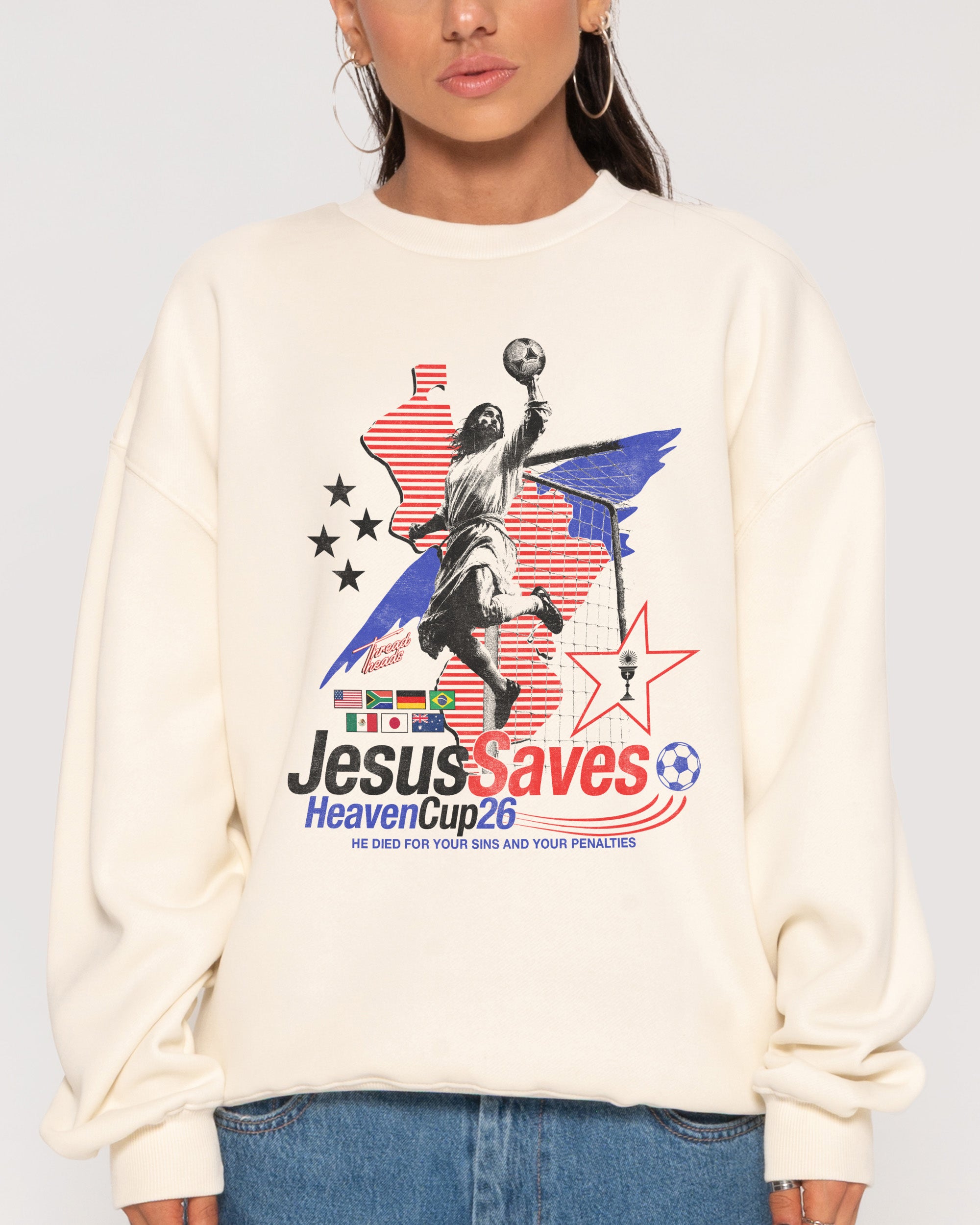 Jesus Saves '26 Natural Sweatshirt
