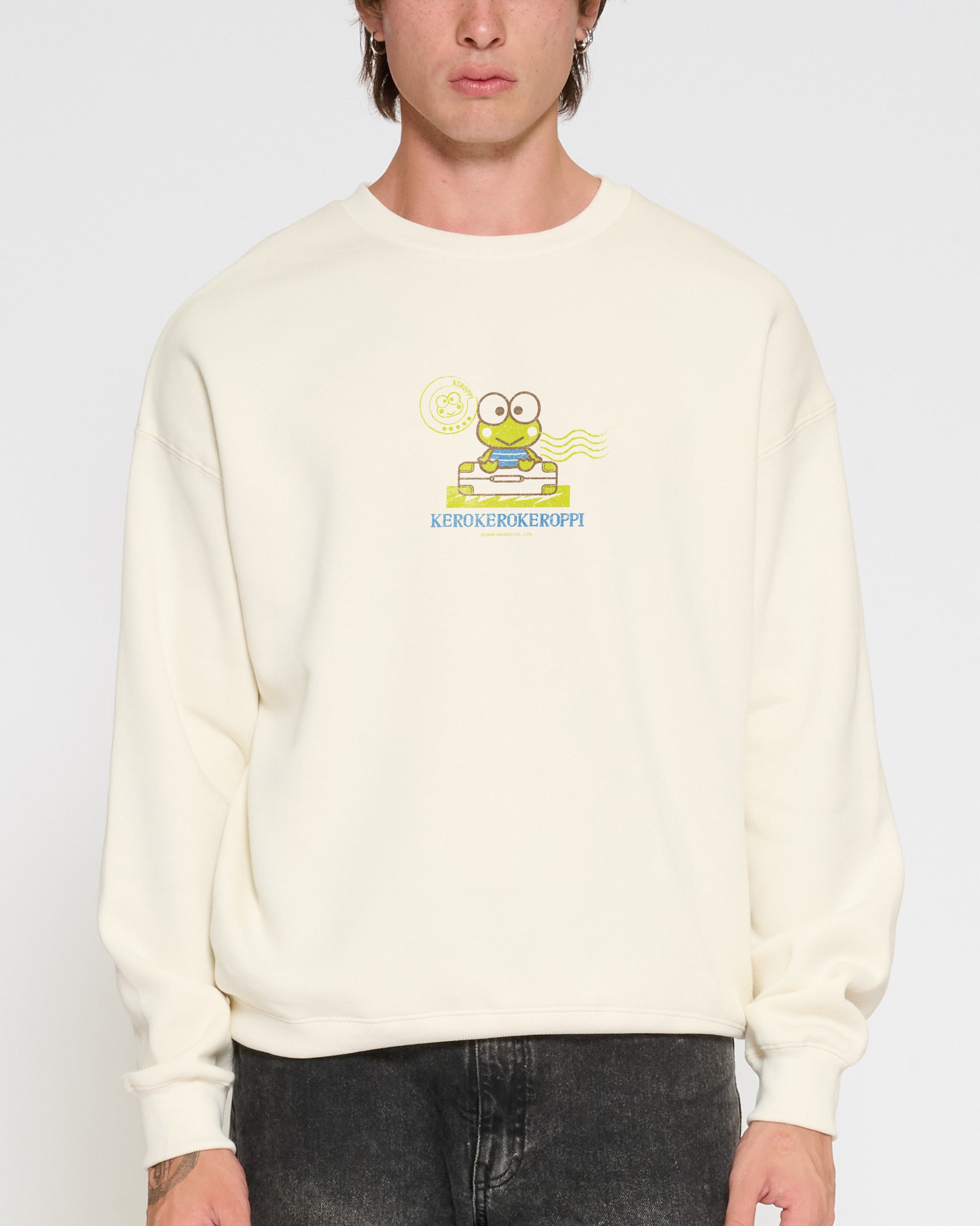 Keroppi Stamp Sweatshirt Official Hello Kitty and Friends collab Threadheads