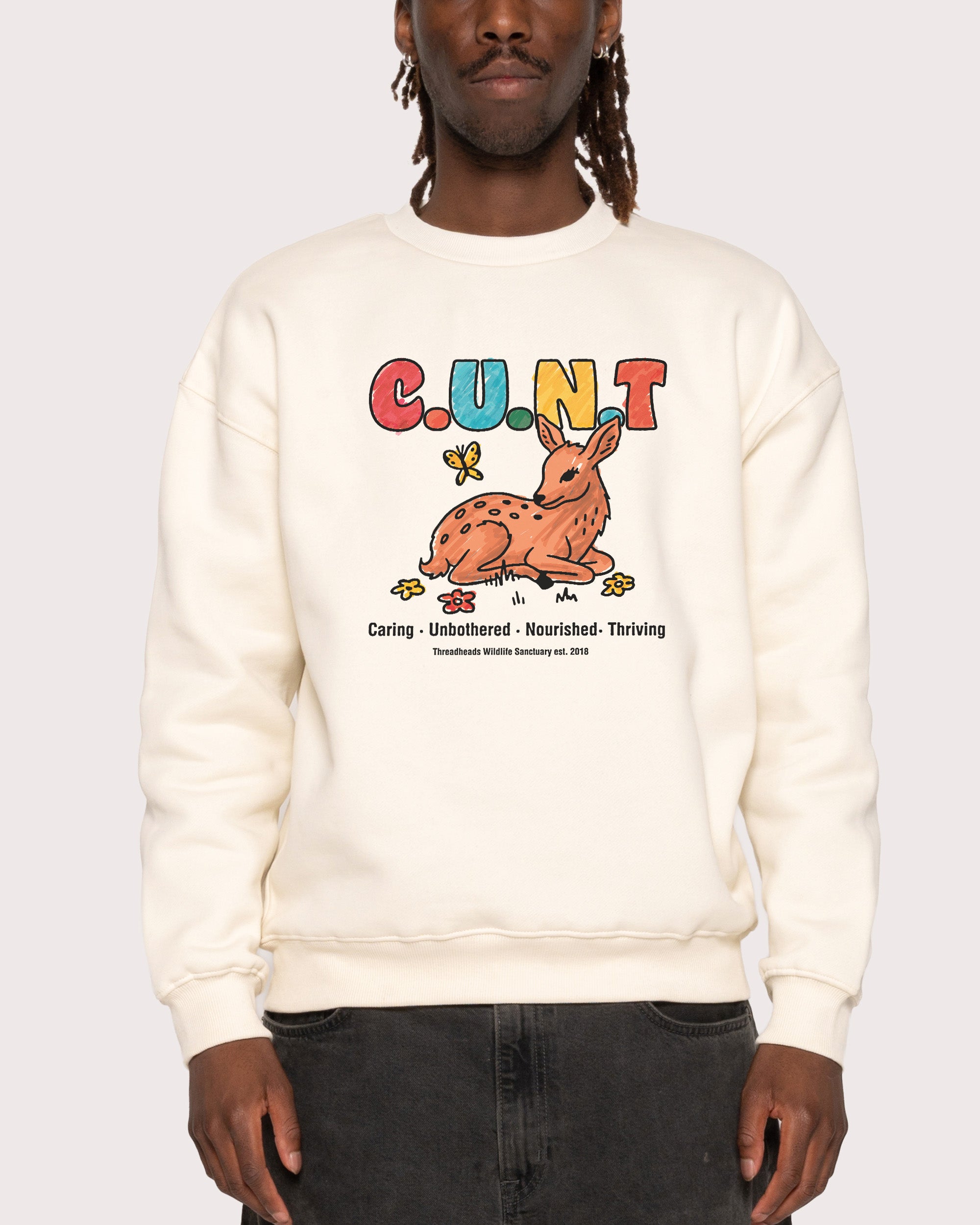 Caring Unbothered Nourished Thriving Natural Sweatshirt