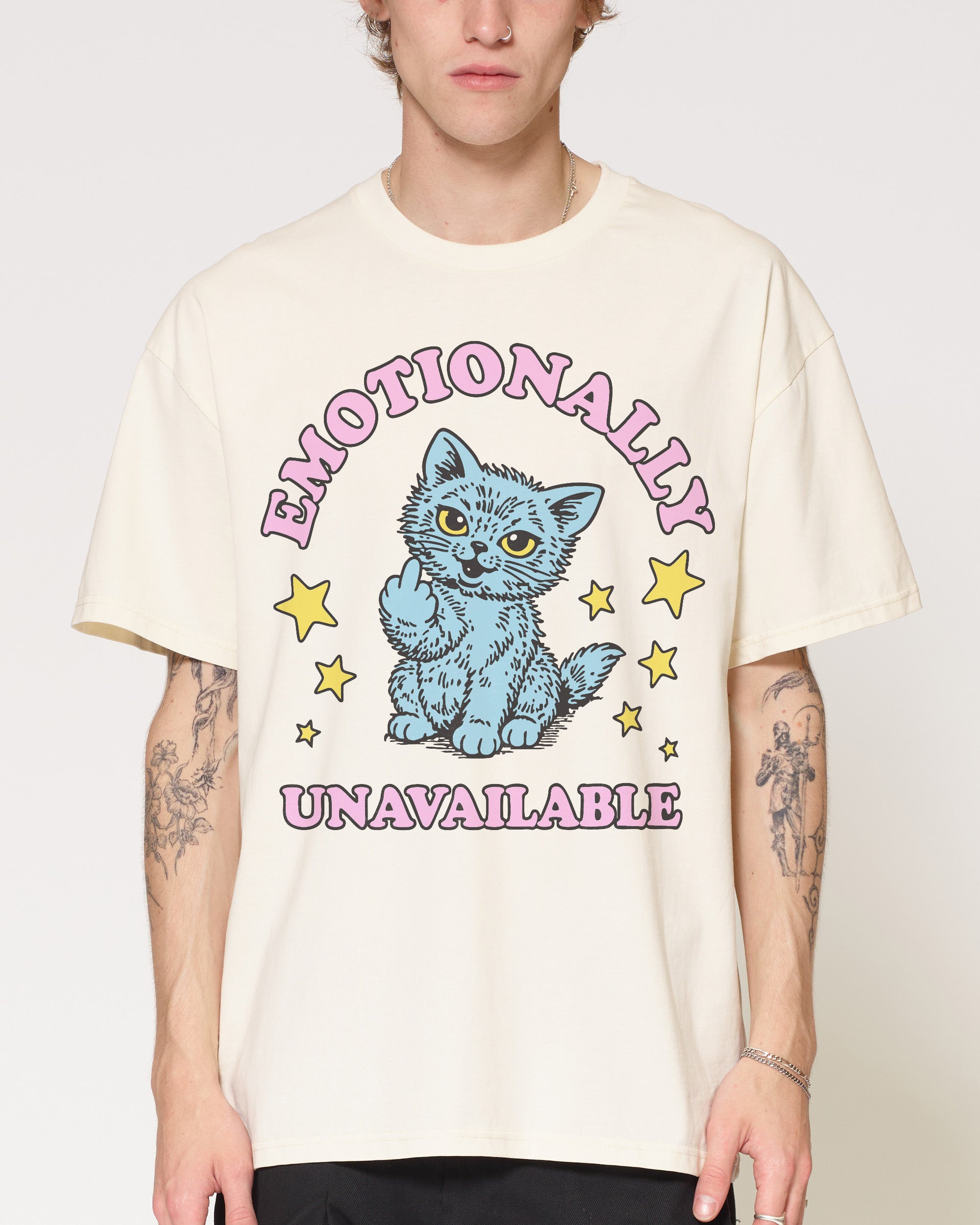 Emotionally Unavailable Cat Natural T-Shirt