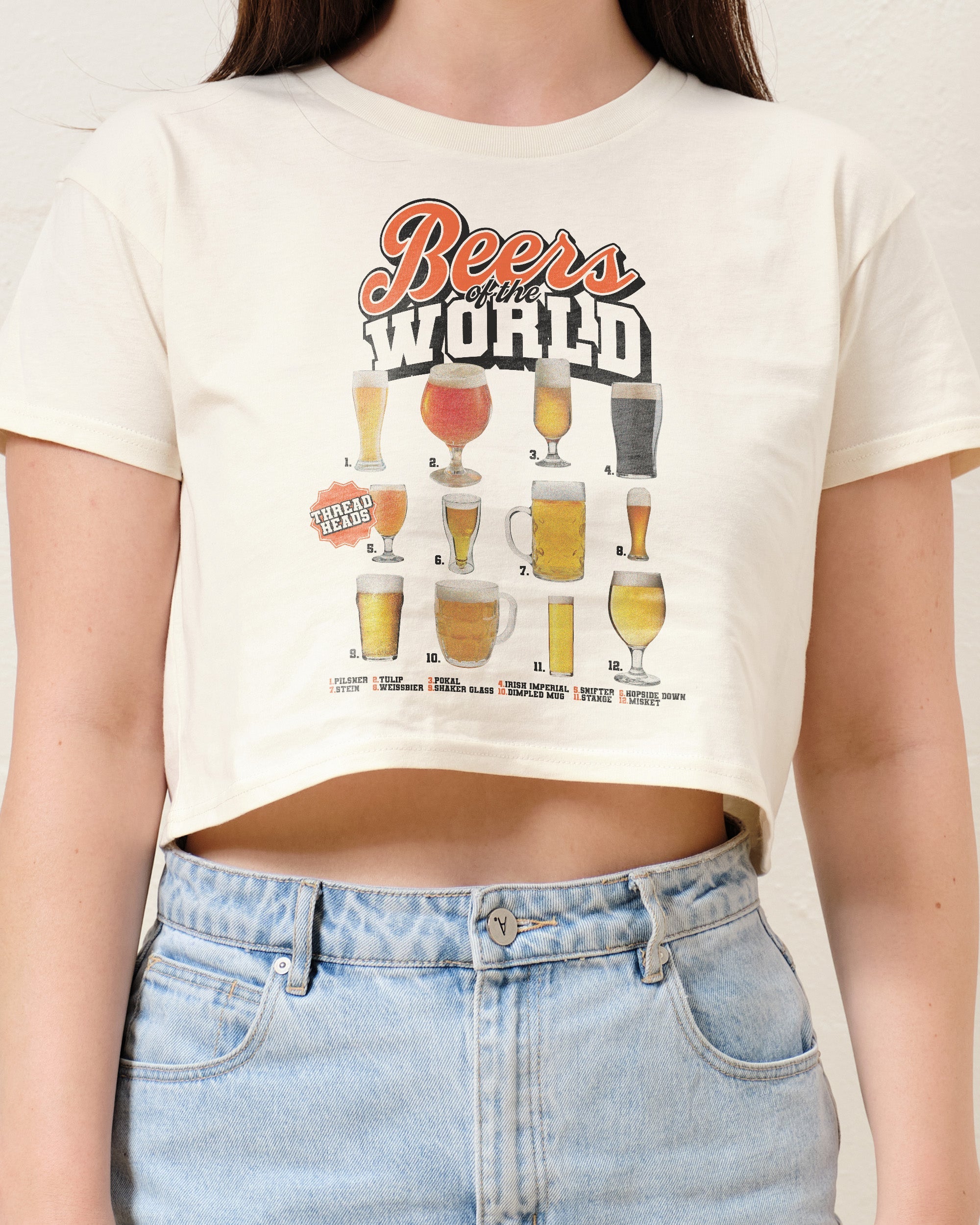 Beers of the World Crop Tee Australia Online Natural