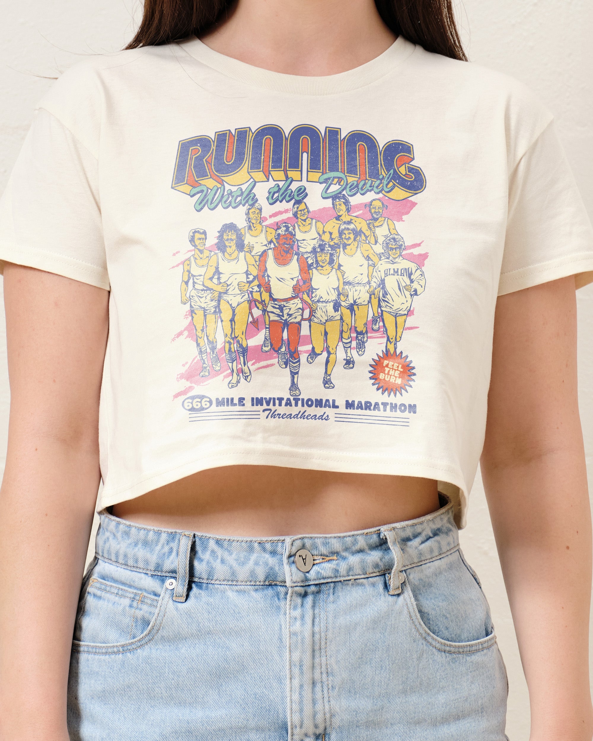 Running with the Devil Crop Tee Australia Online Natural
