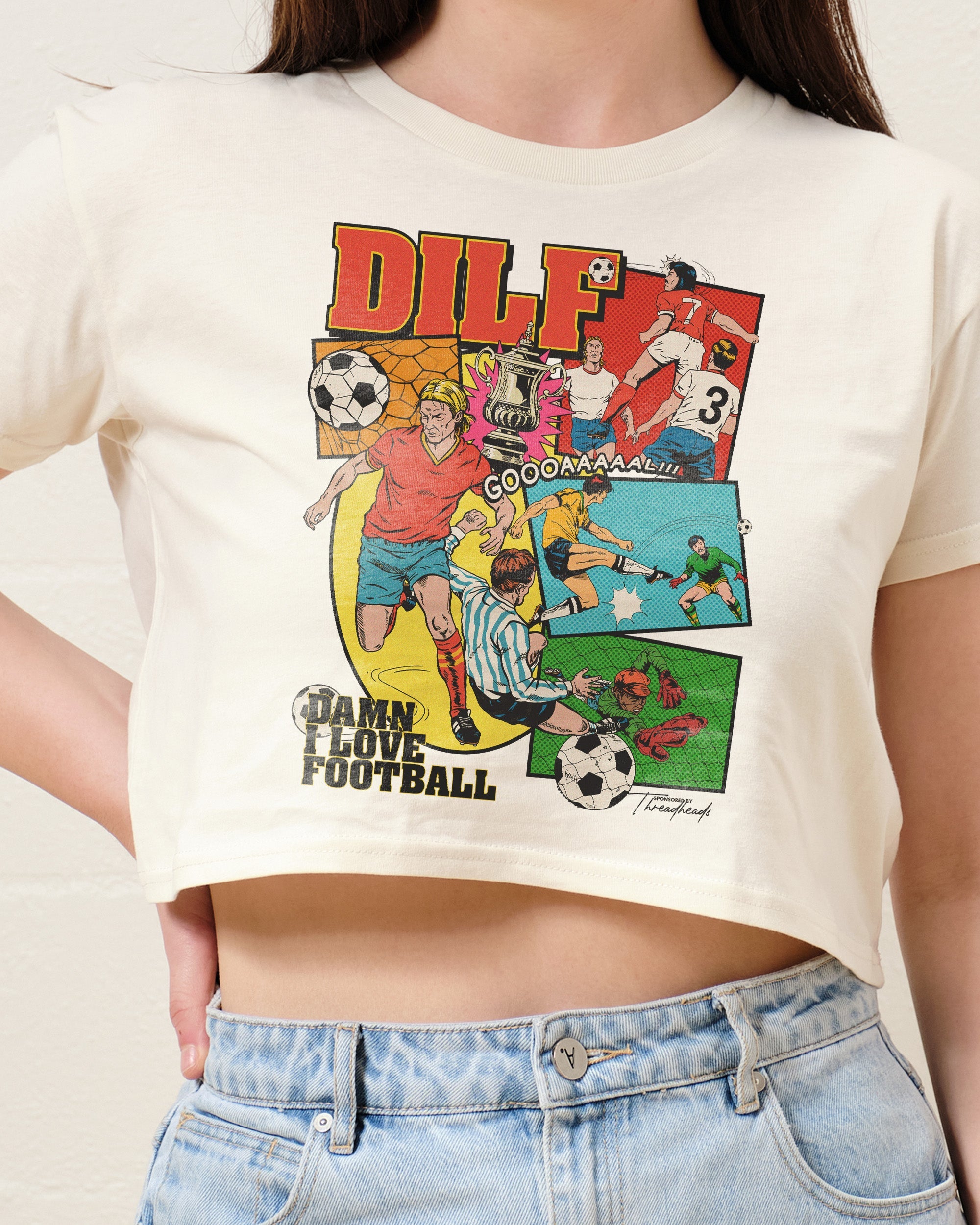 DILF FOOTBALL Crop Tee Australia Online Natural