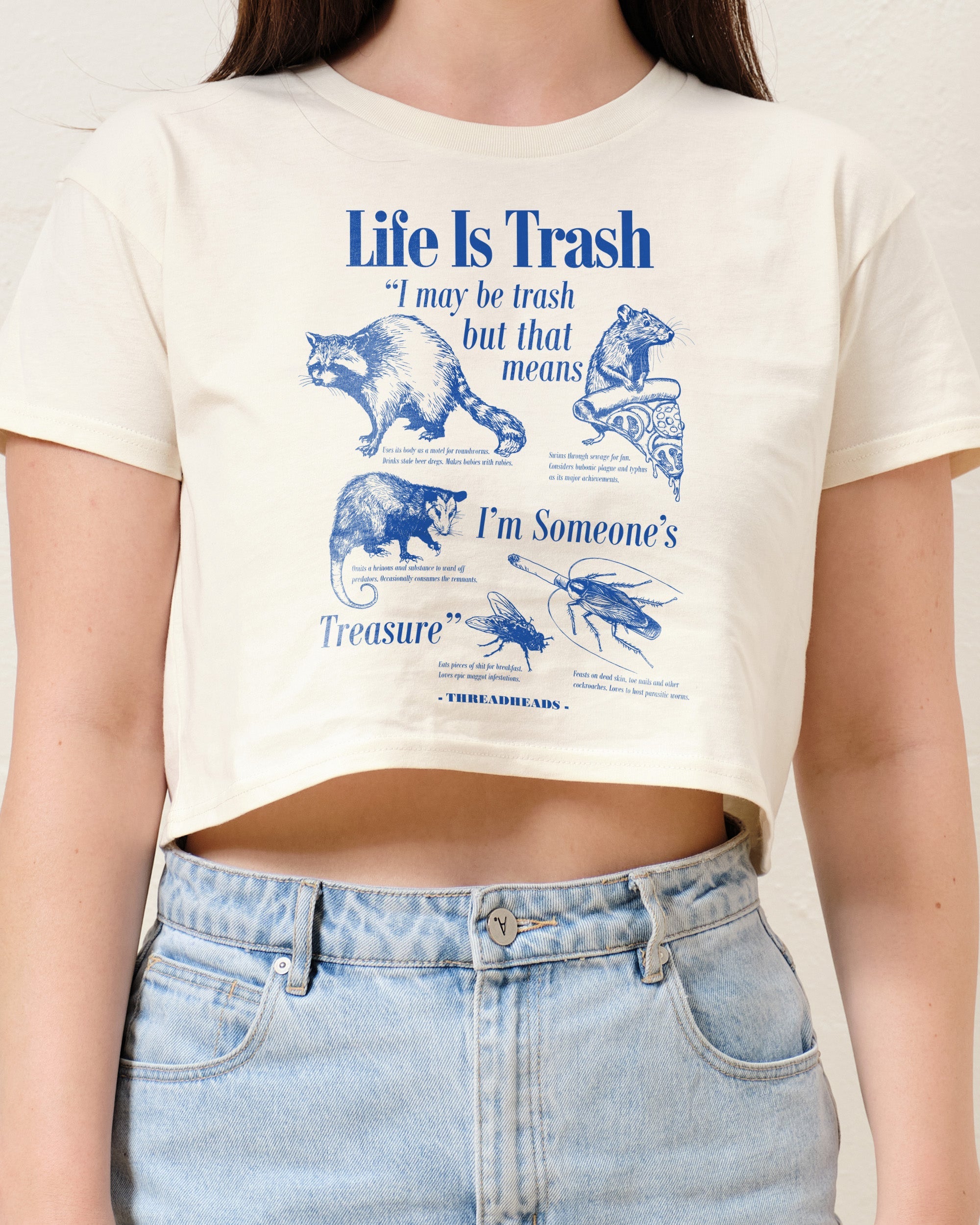 Life Is Trash Crop Tee Australia Online Natural