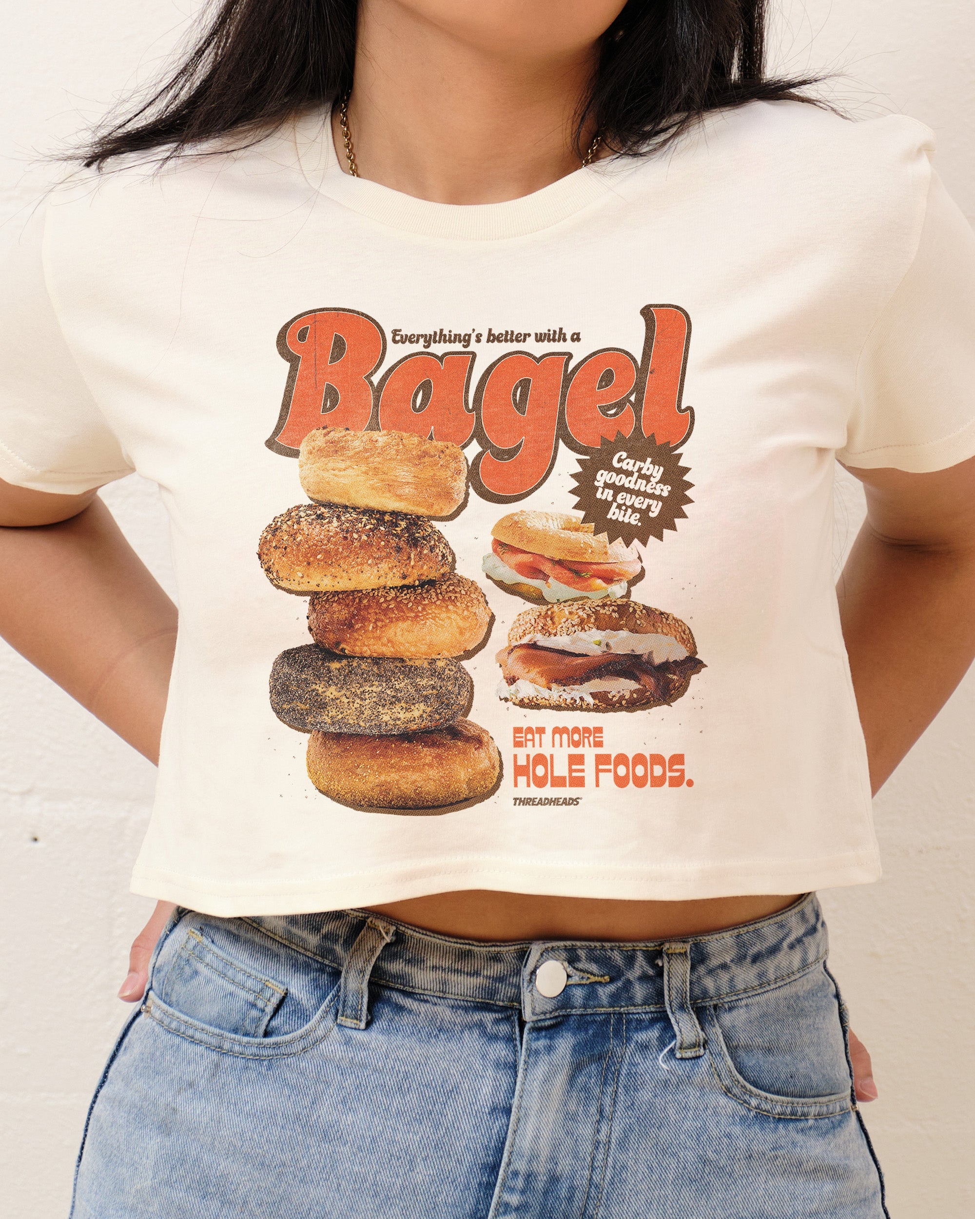 Everything's Better with a Bagel Crop Tee Australia Online Natural