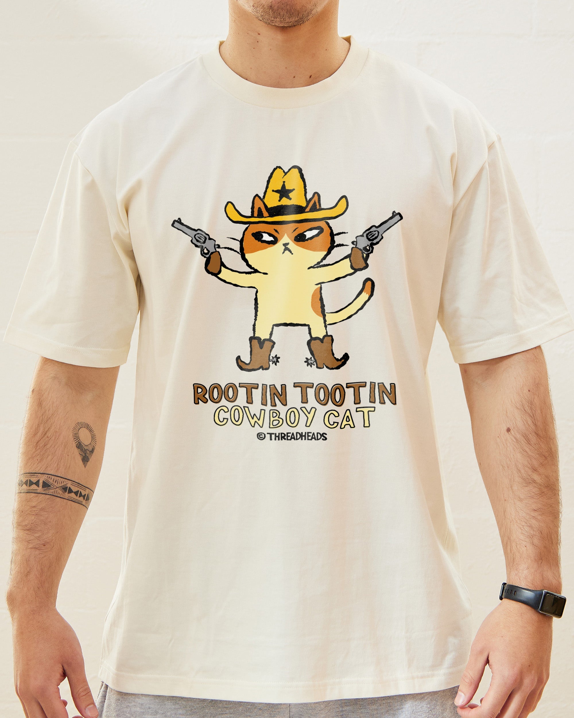 Rootin Tootin Cowboy Cat T-Shirt Australia Online Natural