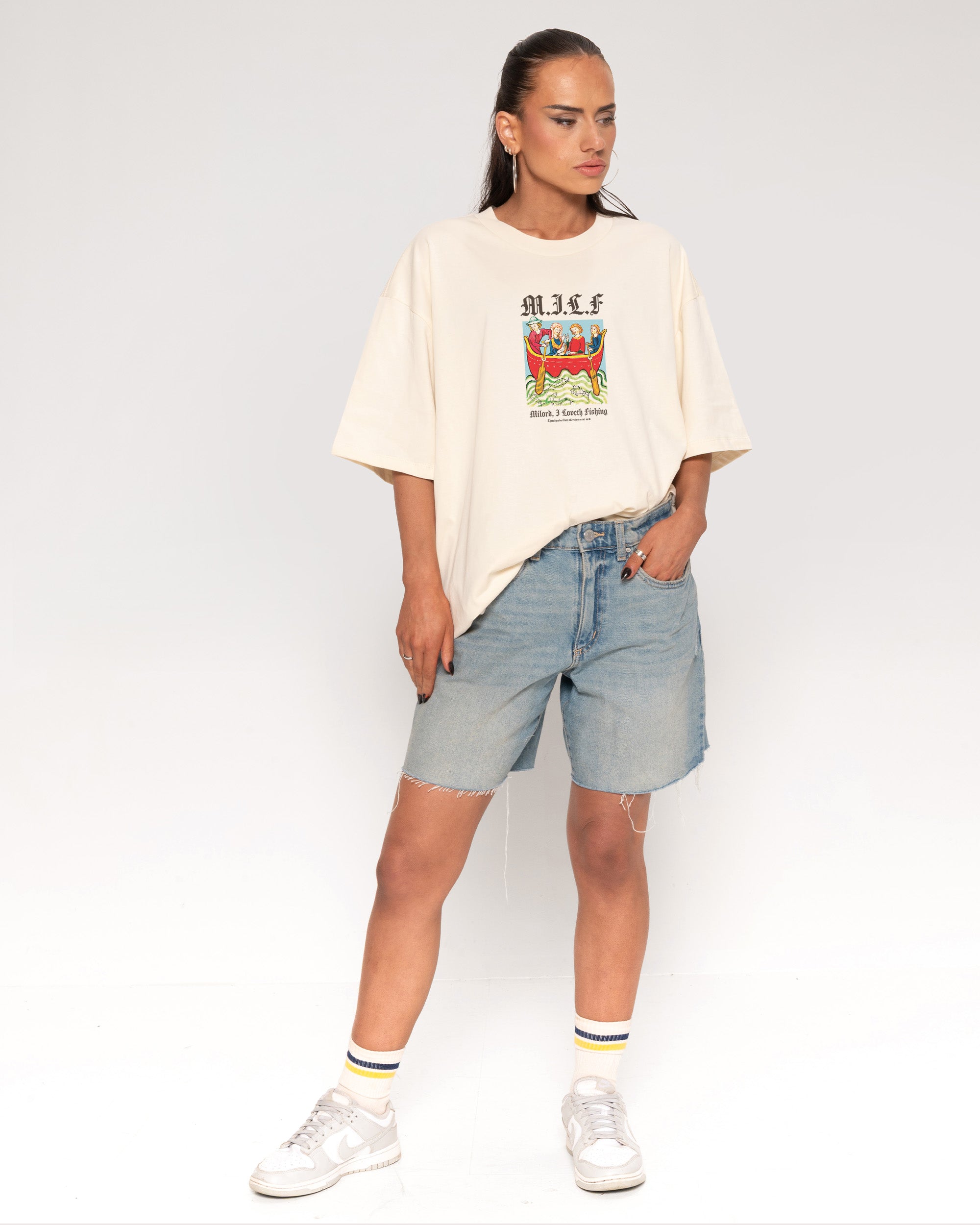 Milord, I Love Fishing Natural Oversized Tee