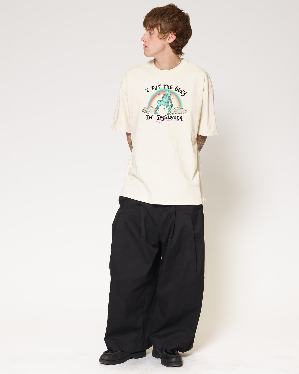 I Put the Sexy in Dyslexia Natural Oversized Tee