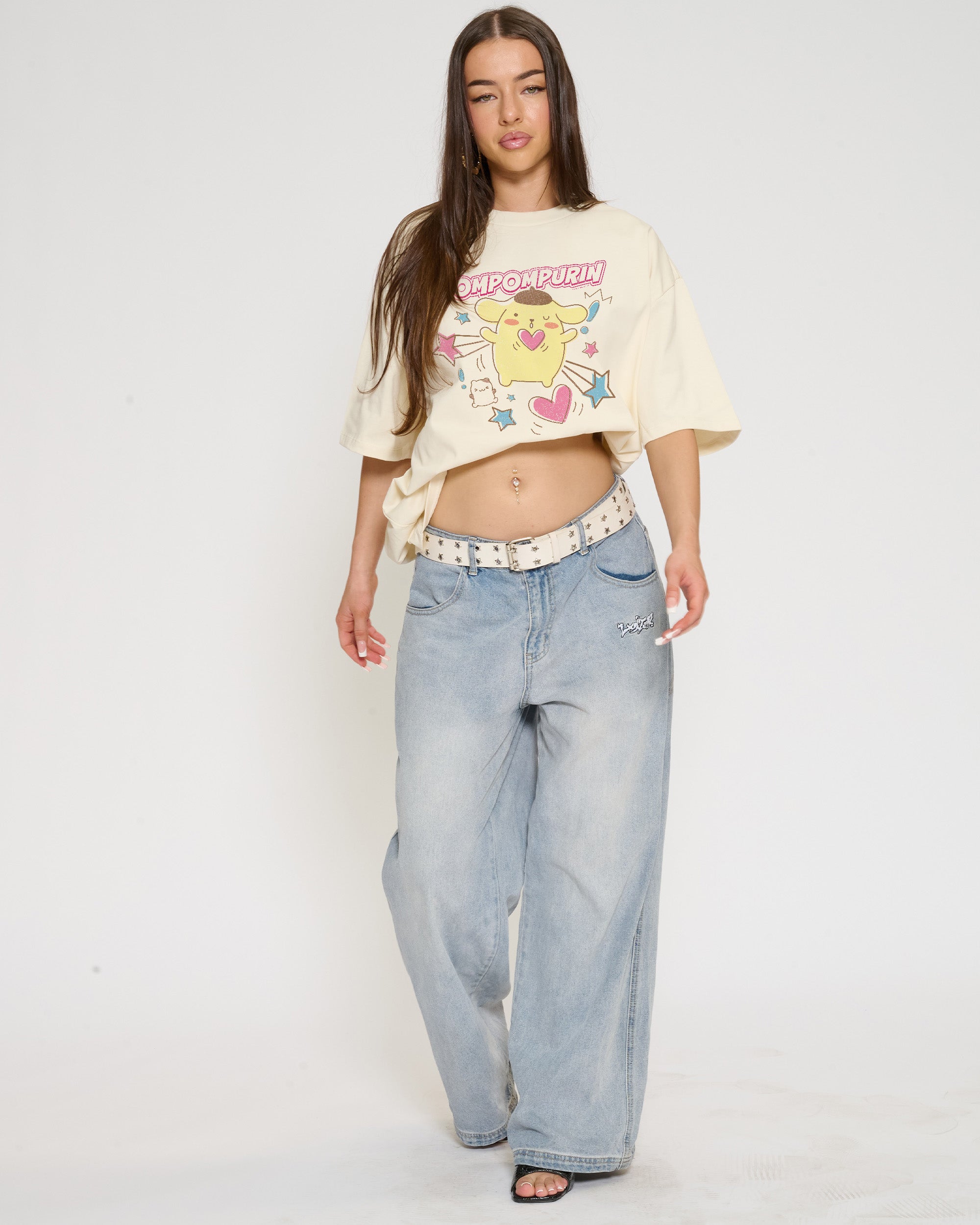 Pompompurin Hearts Oversized Tee Official Hello Kitty and Friends collab Threadheads