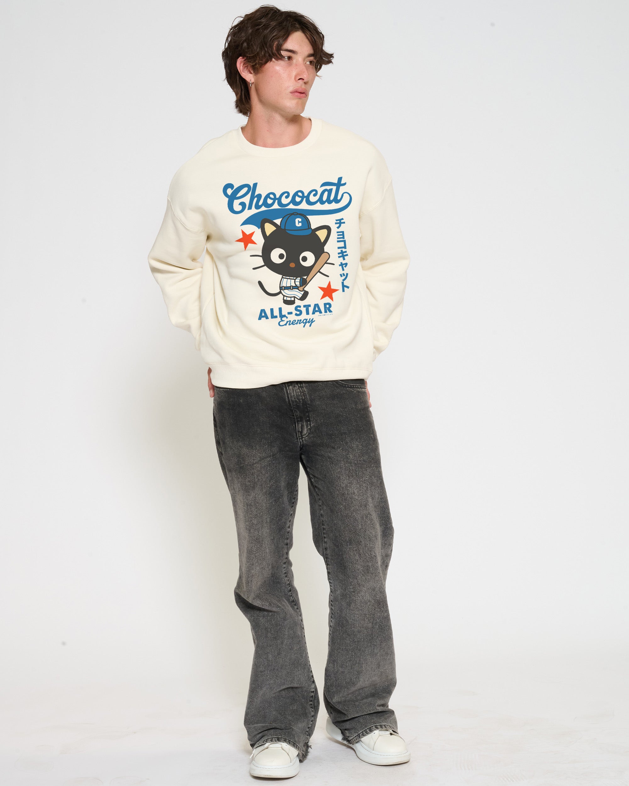 Chococat Baseball Sweatshirt Official Hello Kitty and Friends collab Threadheads