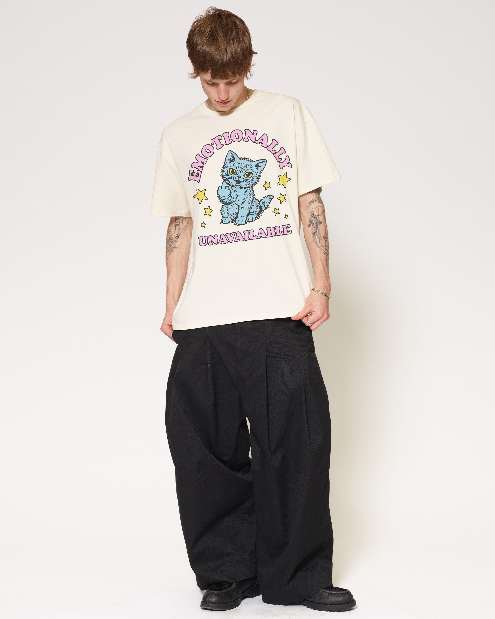 Emotionally Unavailable Cat Natural T-Shirt