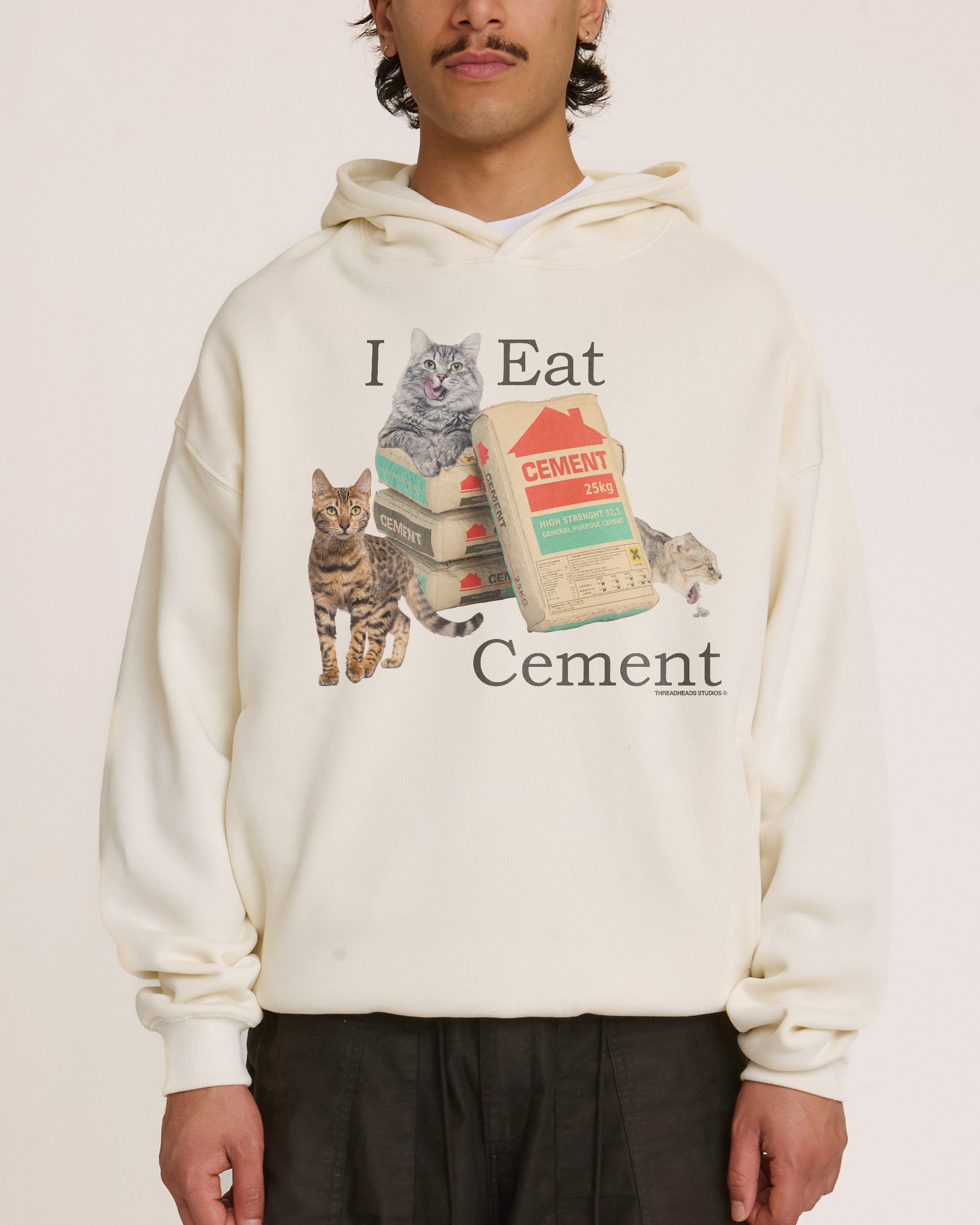 【新品】LOW IQ 01 零壱飯店 Hoodie cement M パーカー I Eat Cement Hoodie | Funny Graphic Hoodie | Threadheads
