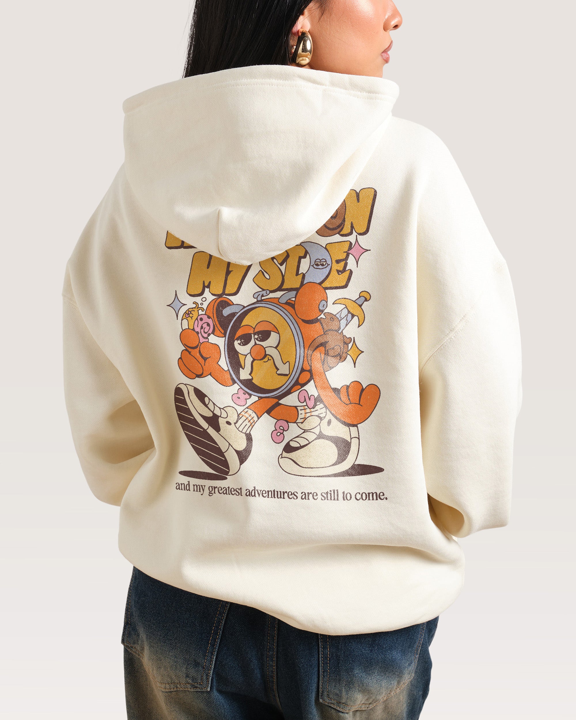 Time is on My Side Front and Back Natural Hoodie