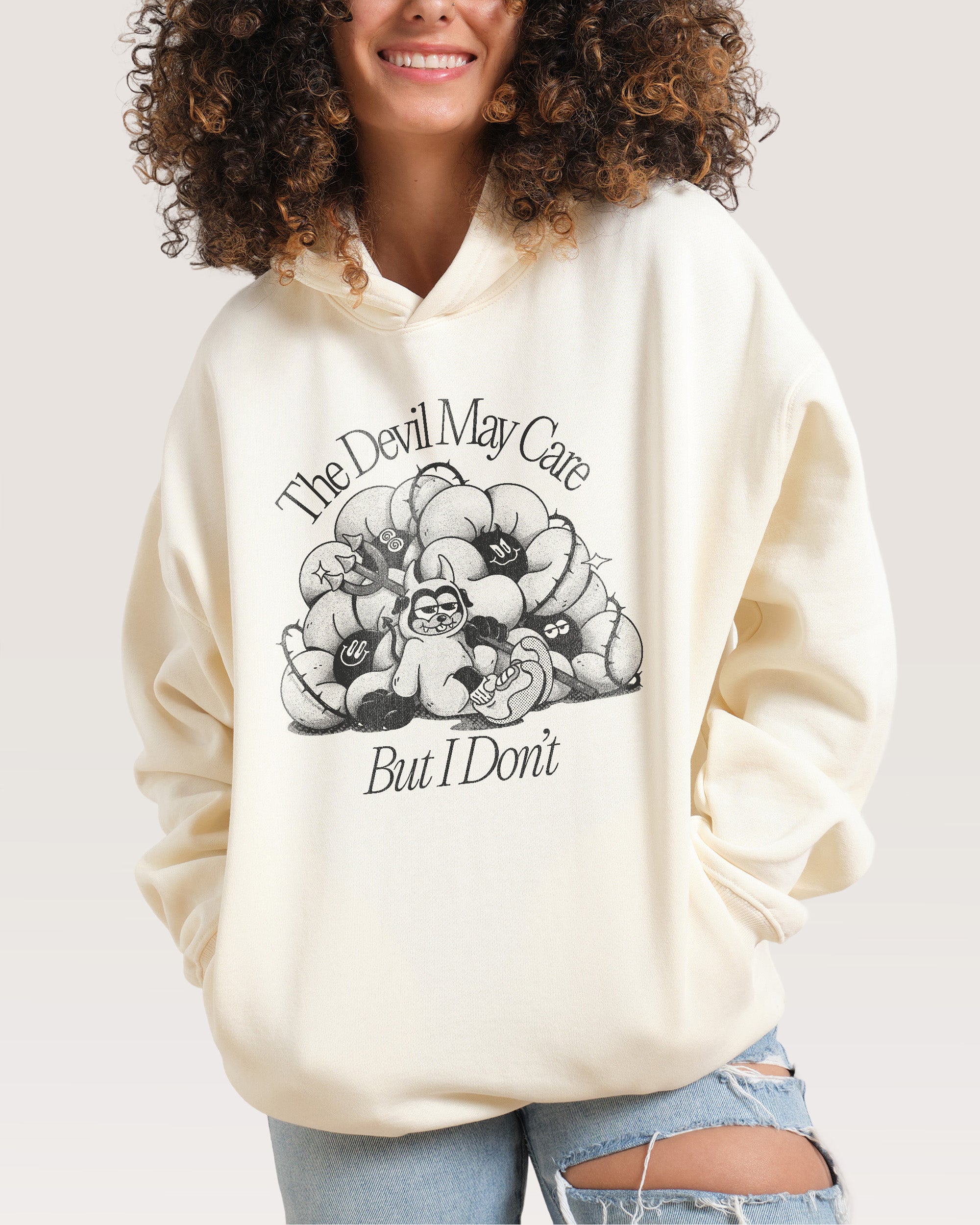 Devil May Care Natural Hoodie