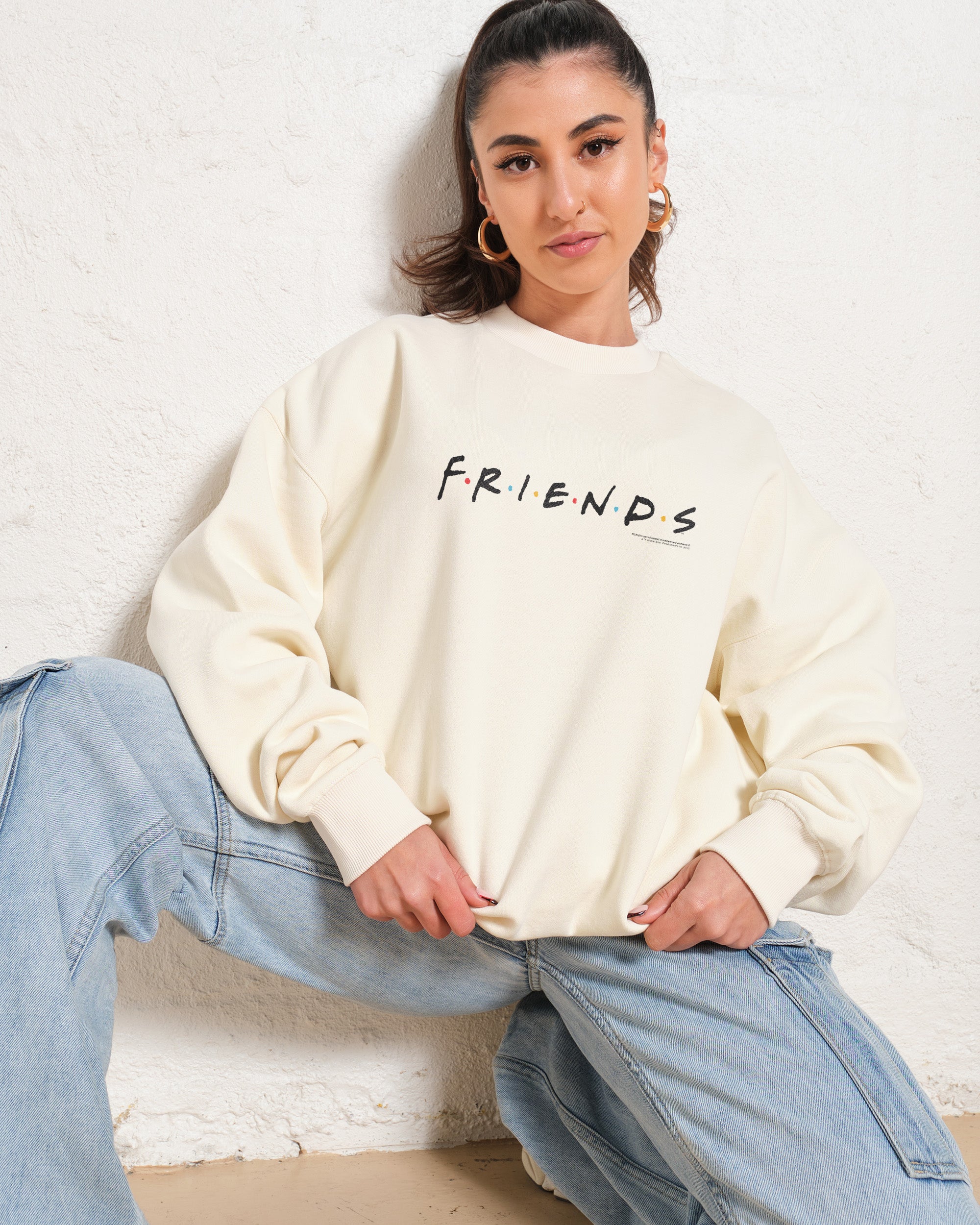 Qrupoad Friends TV Show Oversized Sweatshirt – Grey Fleece Crewneck For Teen Girls & Women