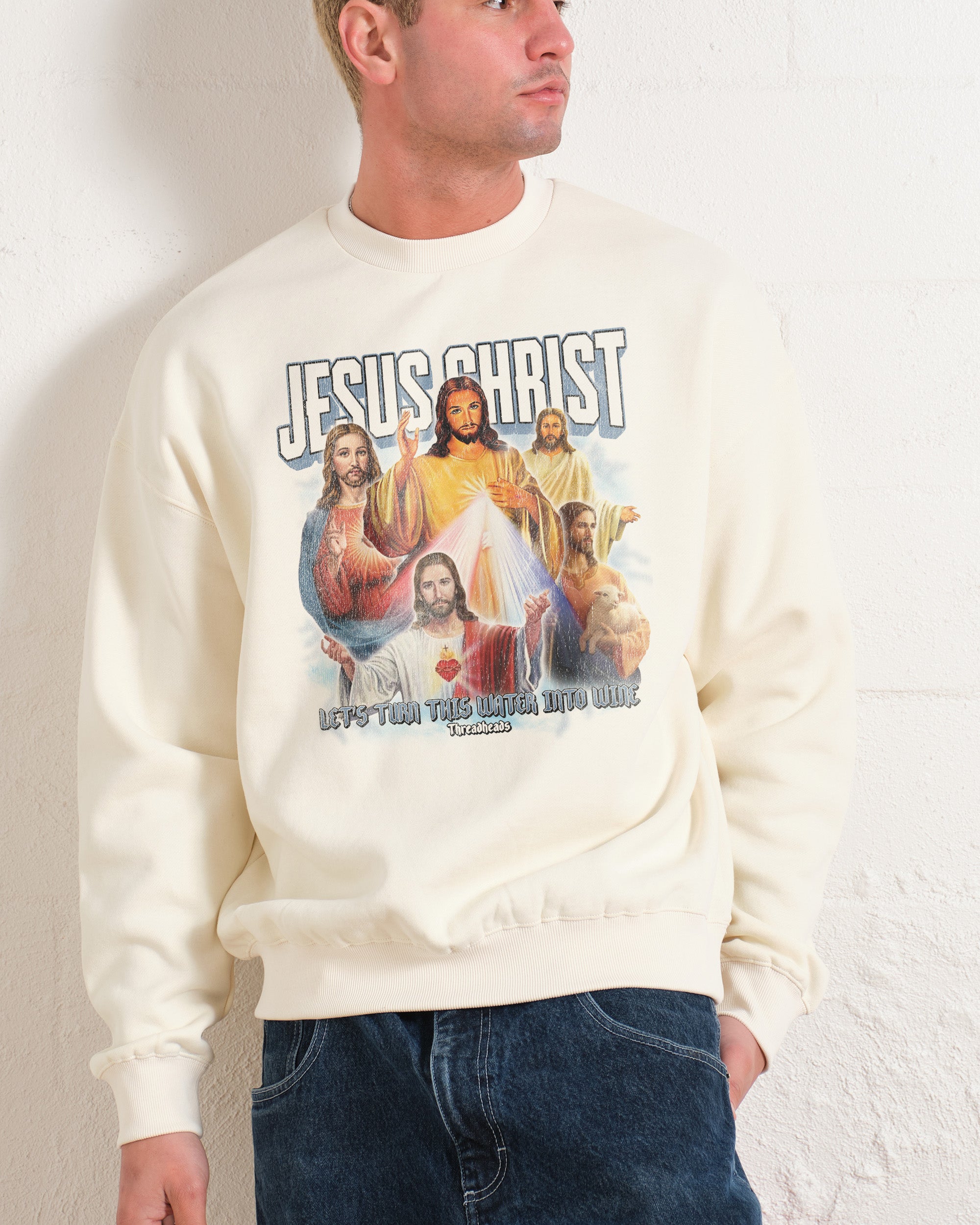 Top Vintage Jesus Crewneck