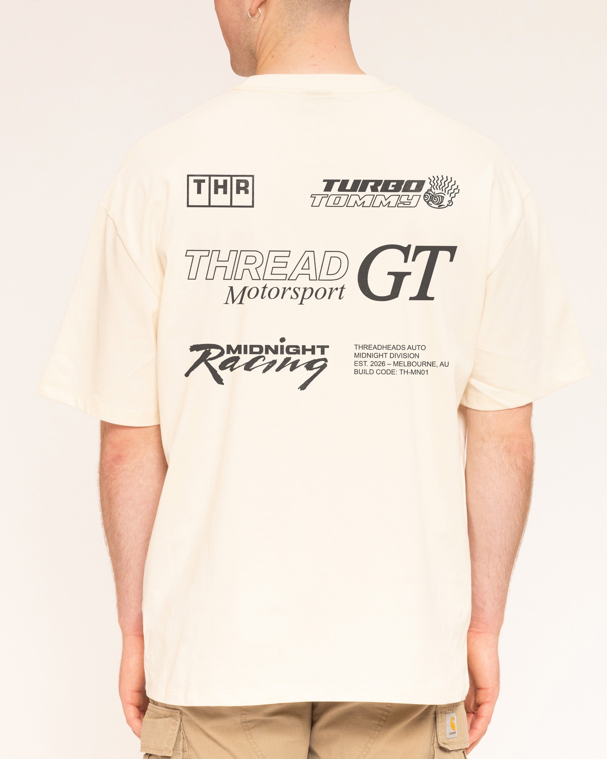 Midnight Racing One Natural Oversized Tee