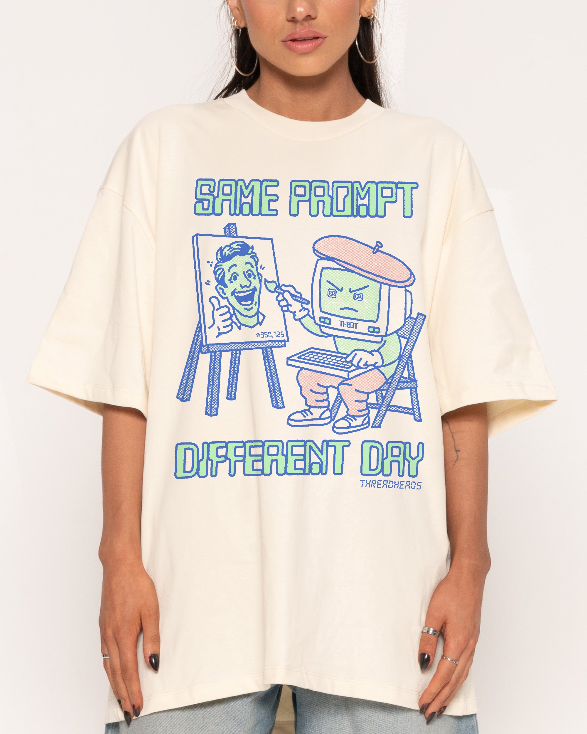 Same Prompt Different Day Natural Oversized Tee