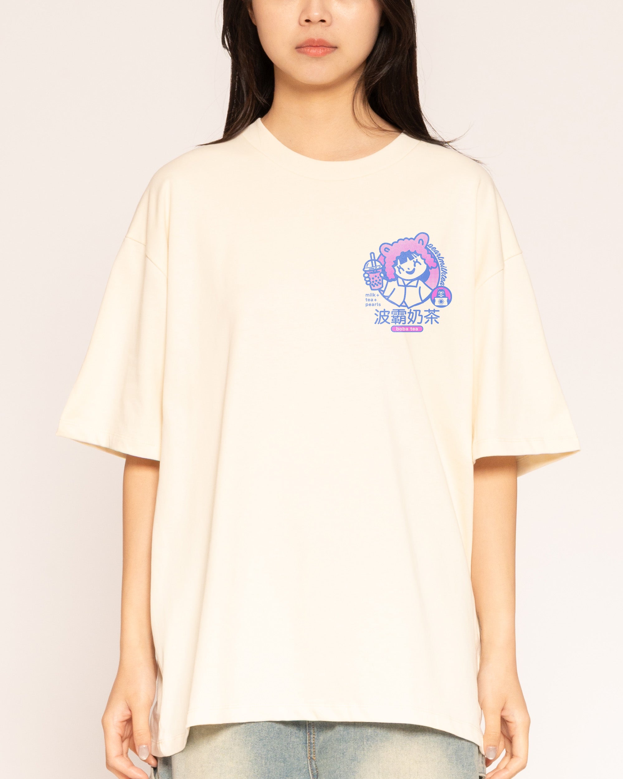 Boba Tea Natural Oversized Tee