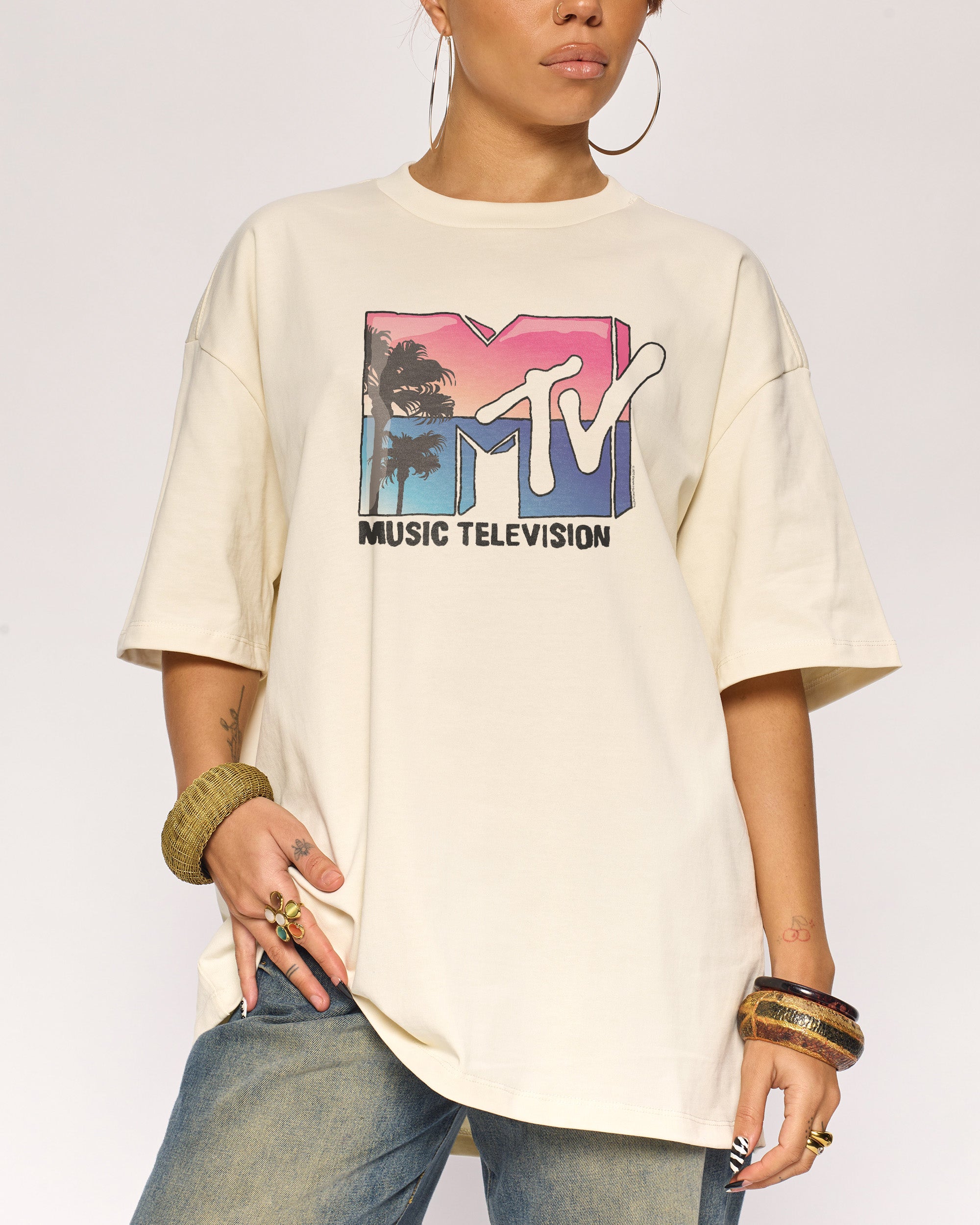 Palm Springs MTV Logo Oversized Tee | Official MTV collab
