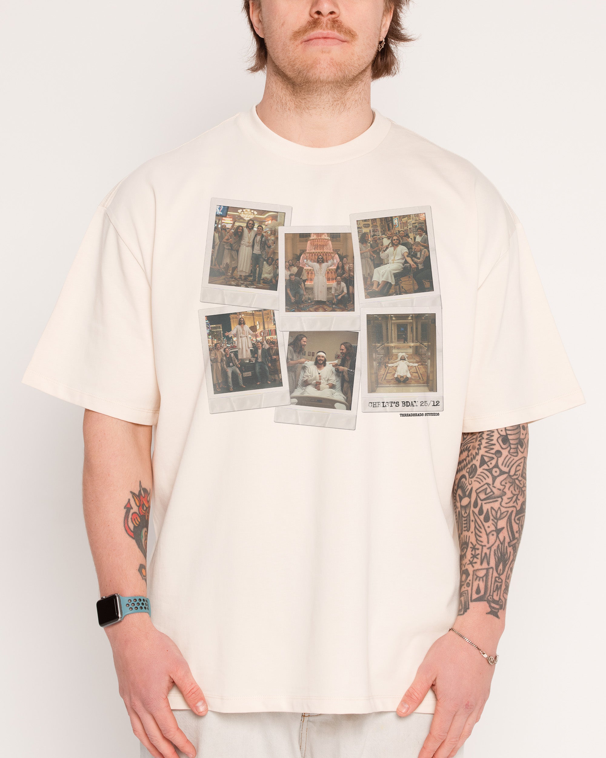 Christ's Bday Bender Natural Oversized Tee