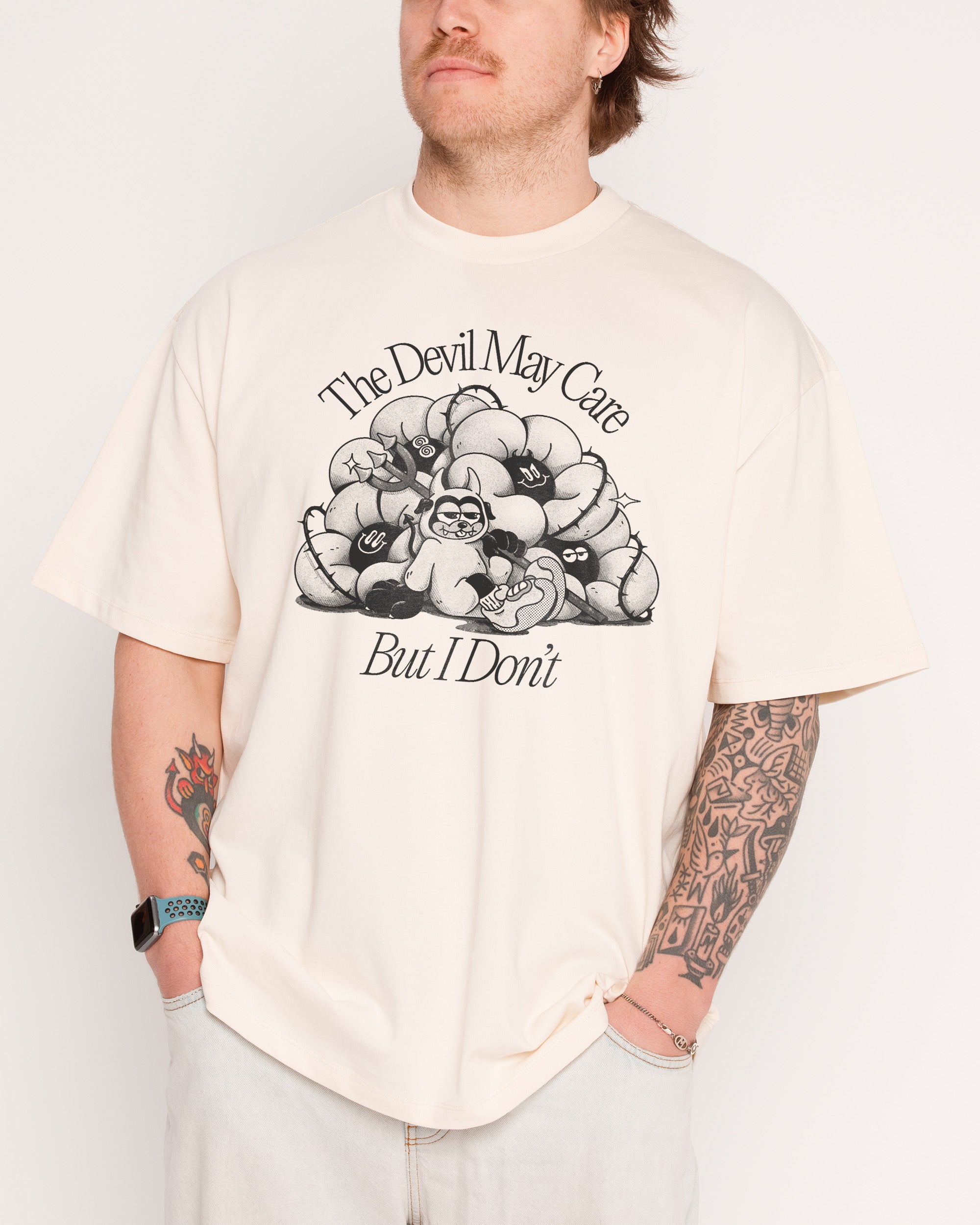 Devil May Care Natural Oversized Tee