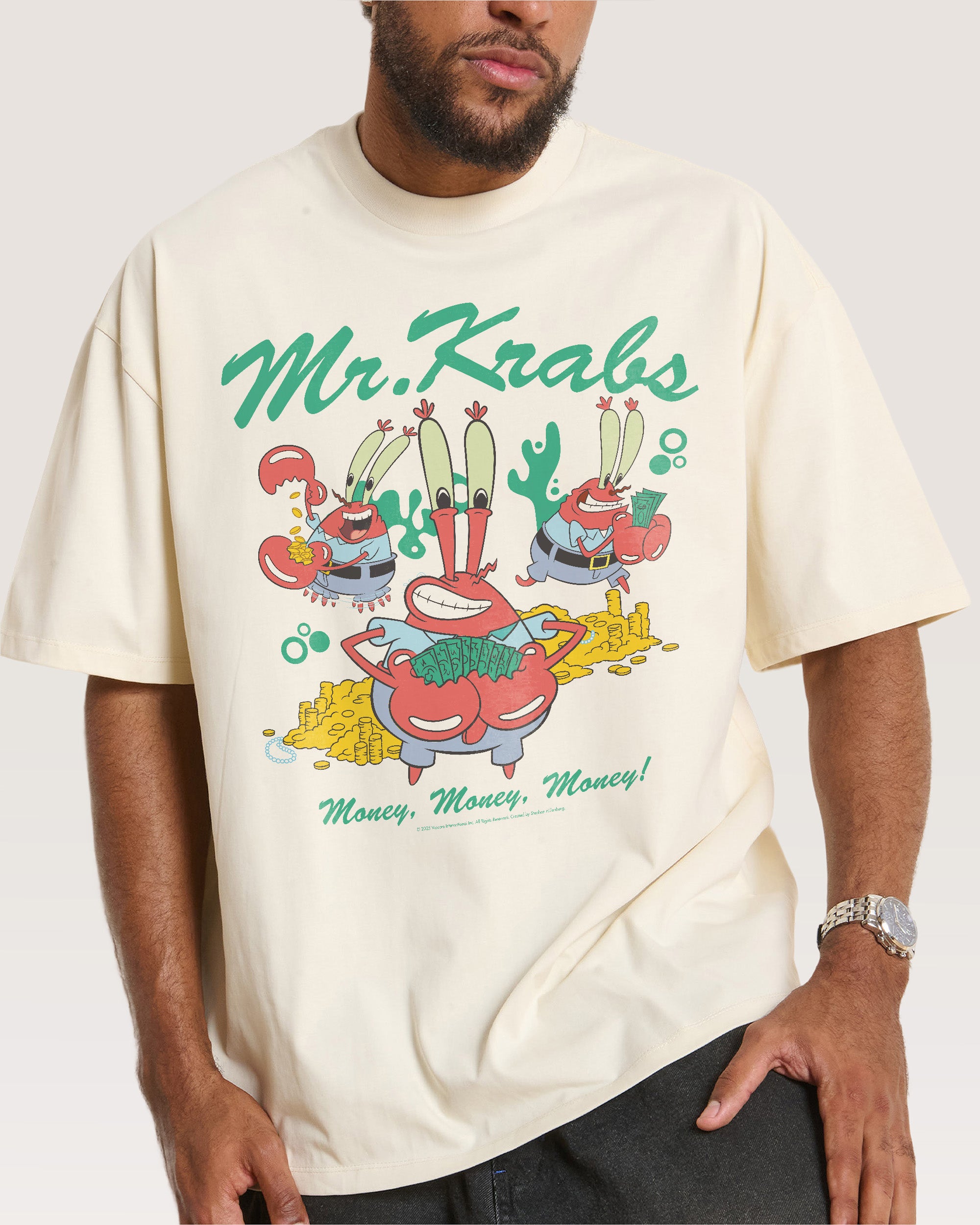 Money Man Krabs Natural Oversized Tee