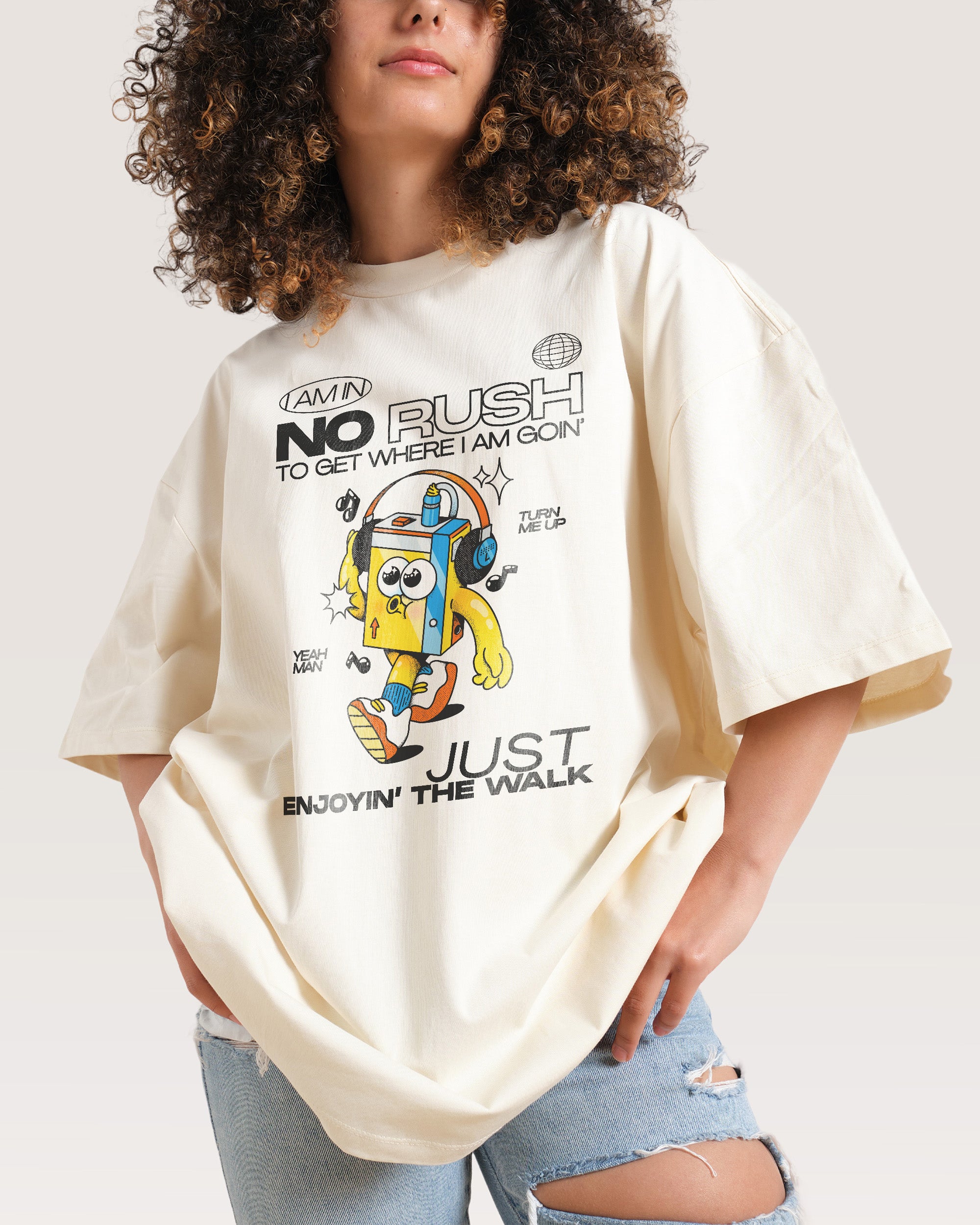 No Rush Natural Oversized Tee
