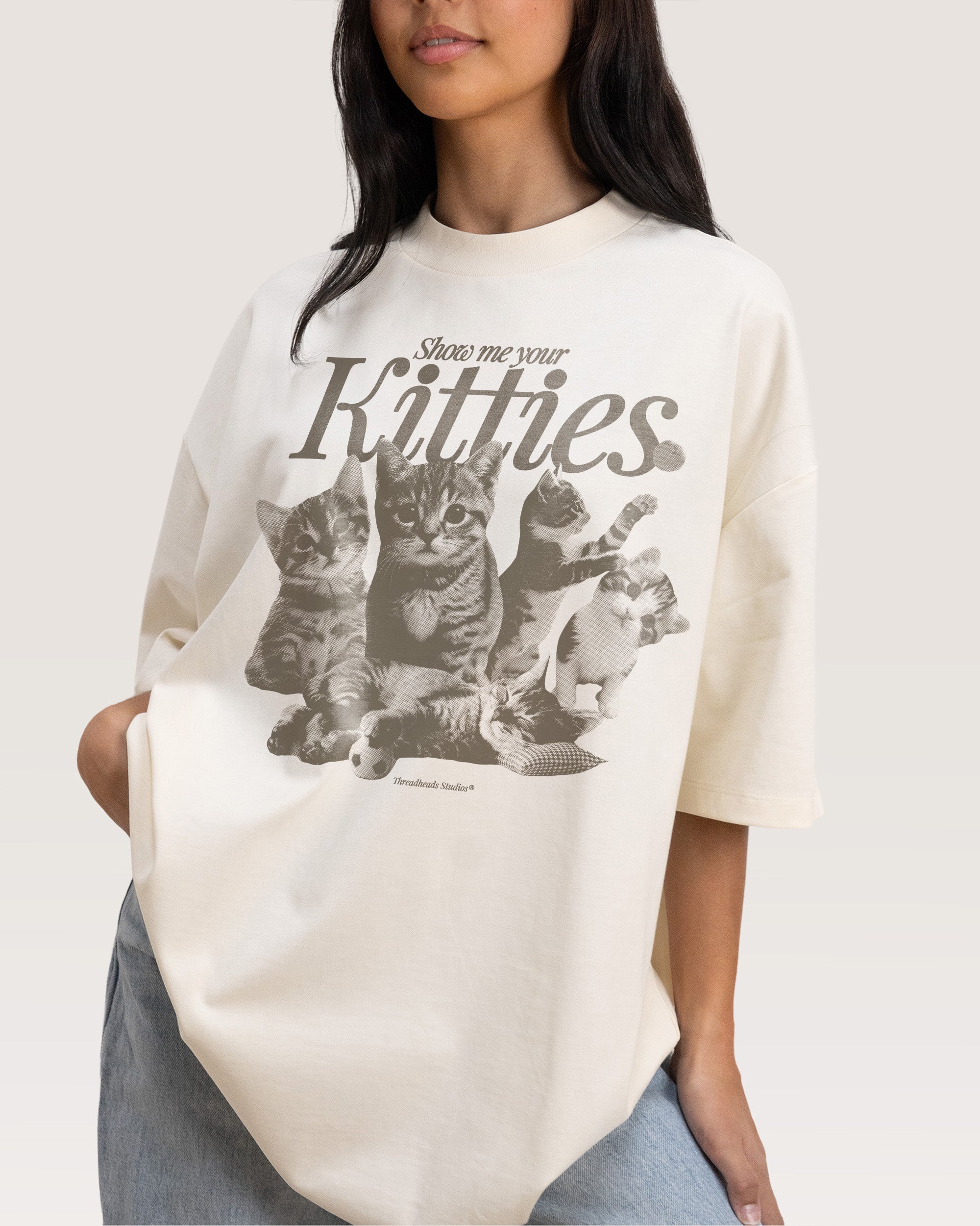 Show Me Your Kitties Natural Oversized Tee