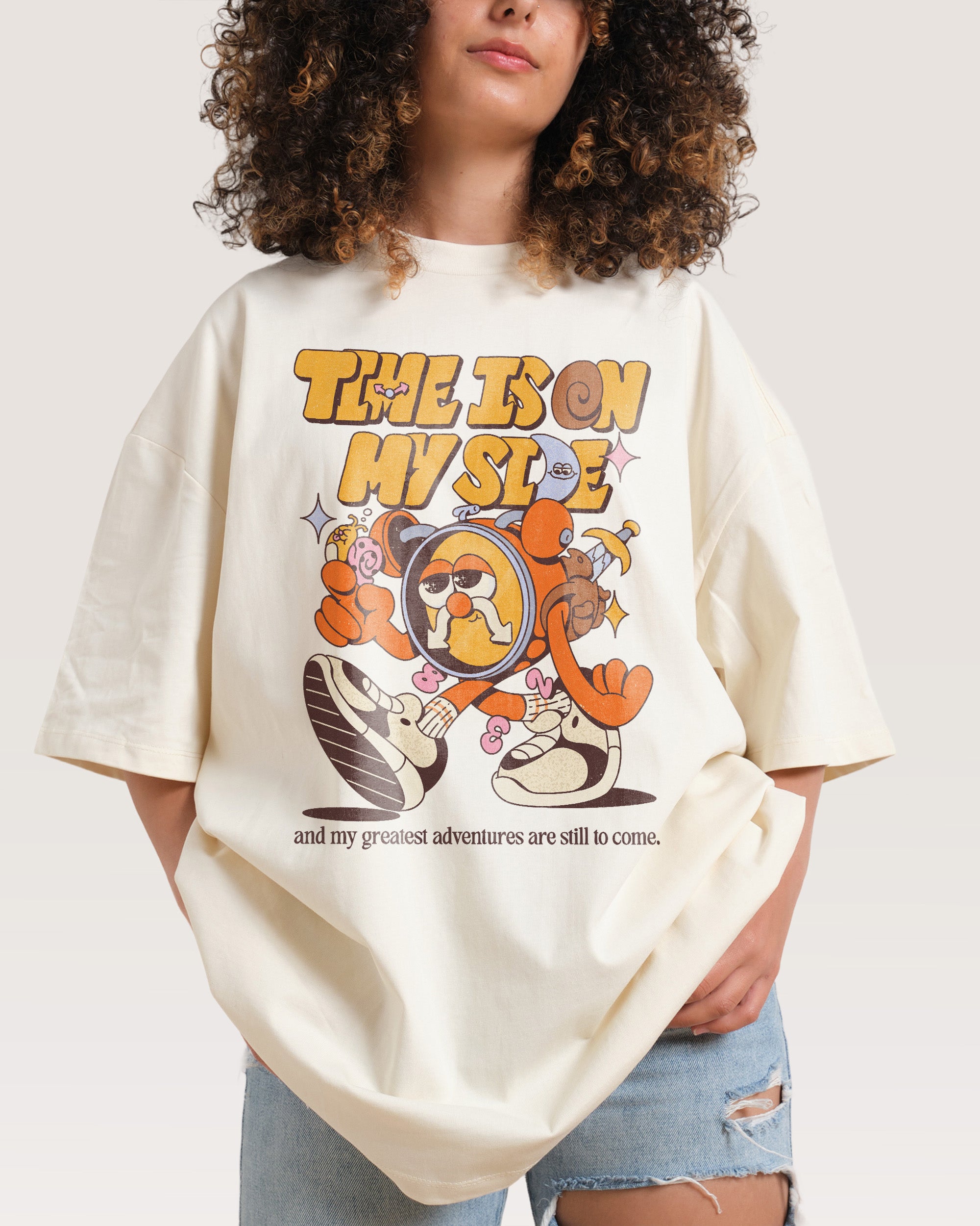 Time is on My Side Natural Oversized Tee