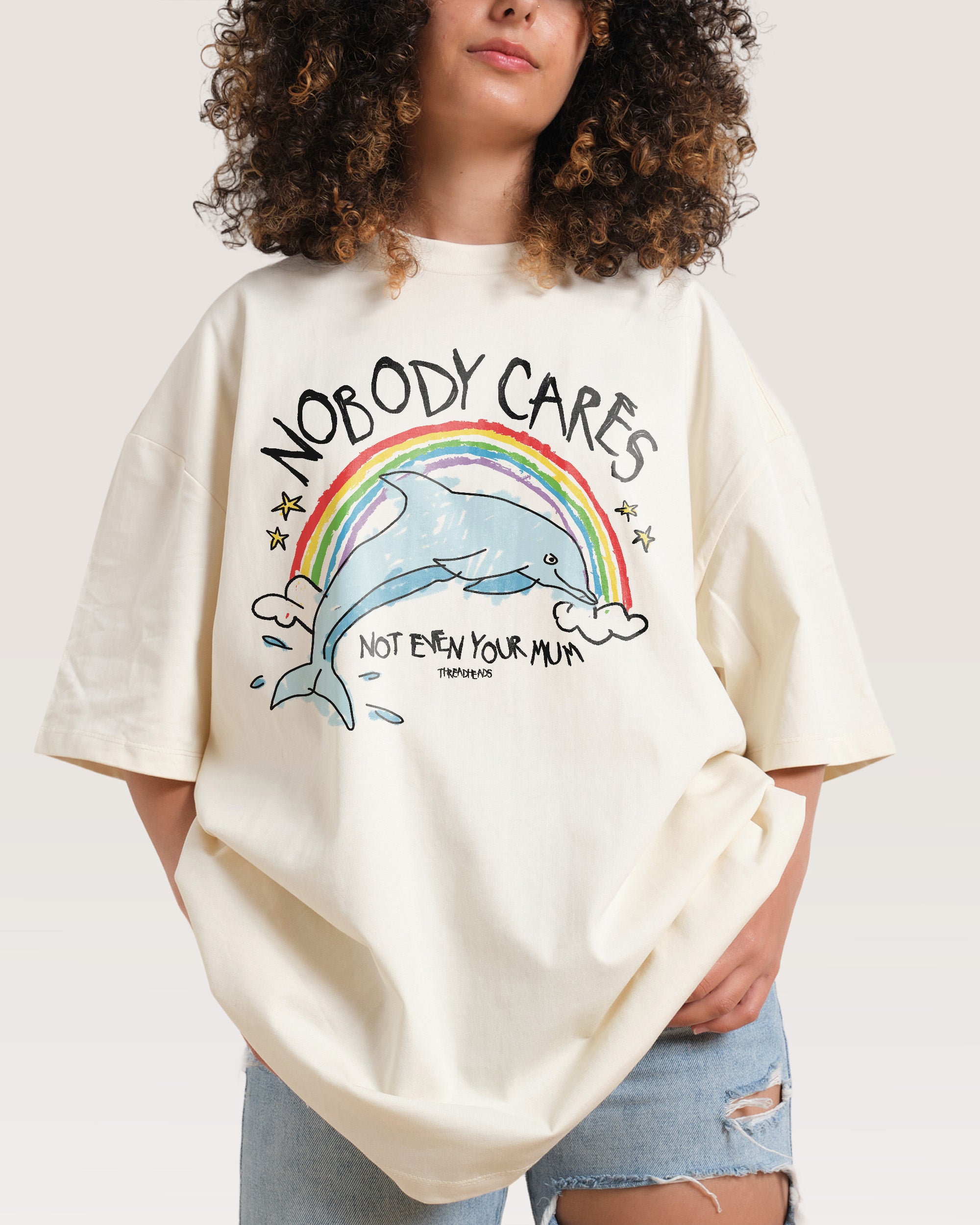 Nobody Cares Natural Oversized Tee