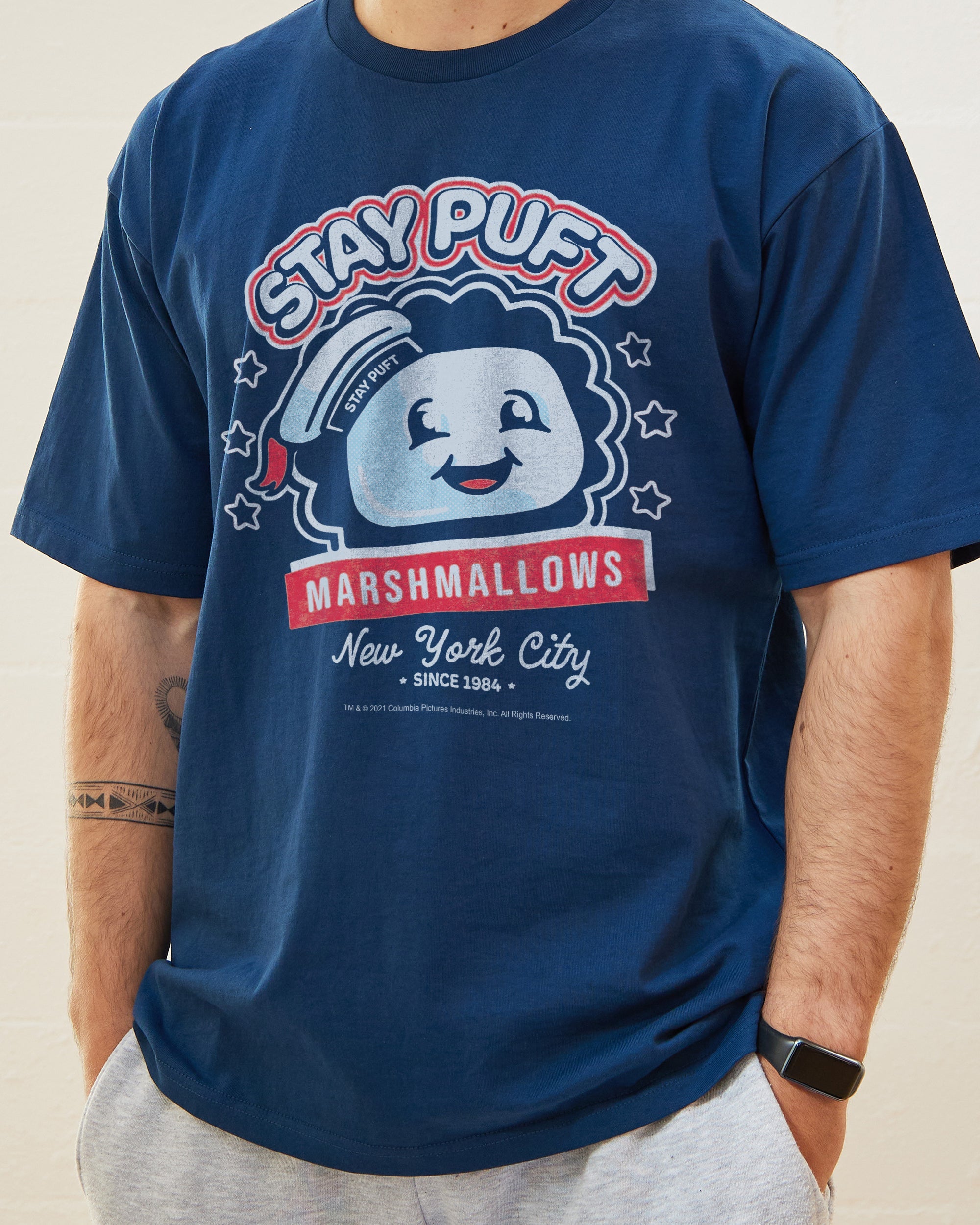 Stay Puft Marshmallows T-Shirt Australia Online #colour_navy